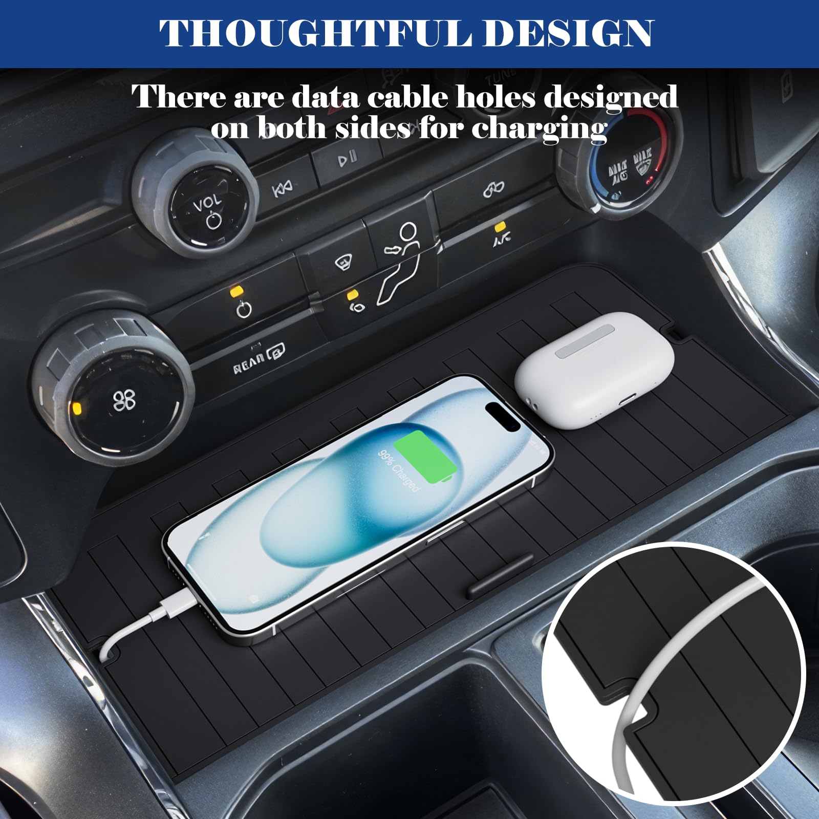 Center Console Compartment Cover Organizer for Ford F150 Accessories 2021-2024 2025 & Lightning XLT 2022 2023 2024 Middle Consol