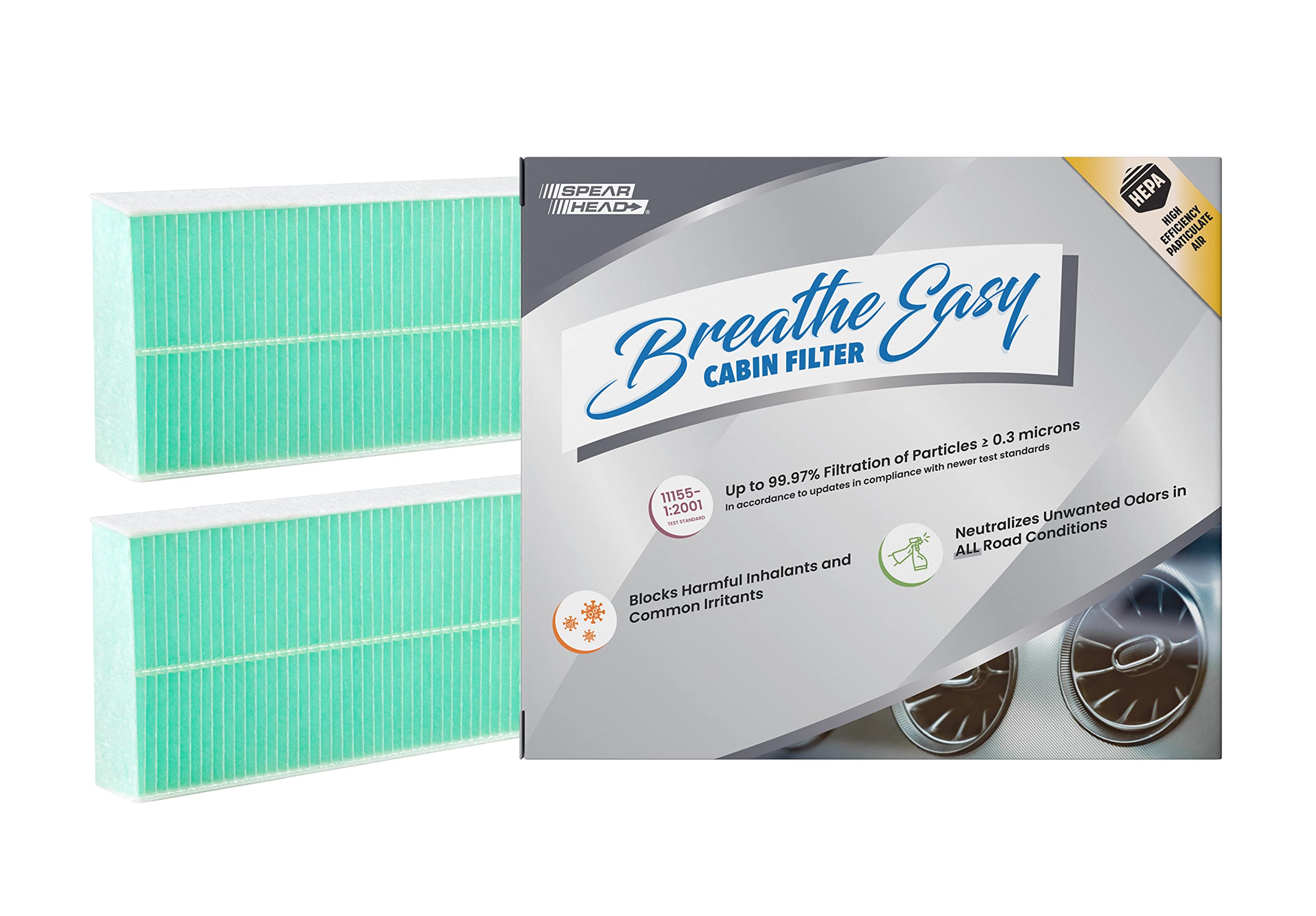 Spearhead Hepa Breathe Easy Cabin Filter, Up To 99.97% Filtration Of 0.3 Micron Particles W/No Airflow Reduction (Be-553H)