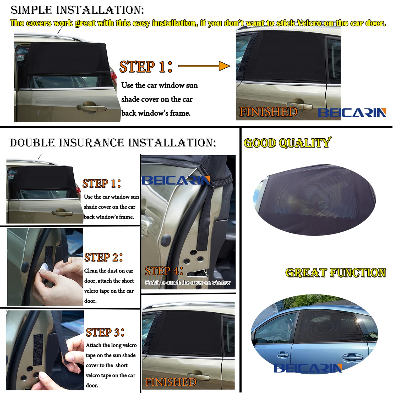 Car Window Shades For Baby - 2 Pack Sun Shade Blocker, Breathable Mesh Rear Side Window Shade Sunshade For Suv, Uv Protection Fo