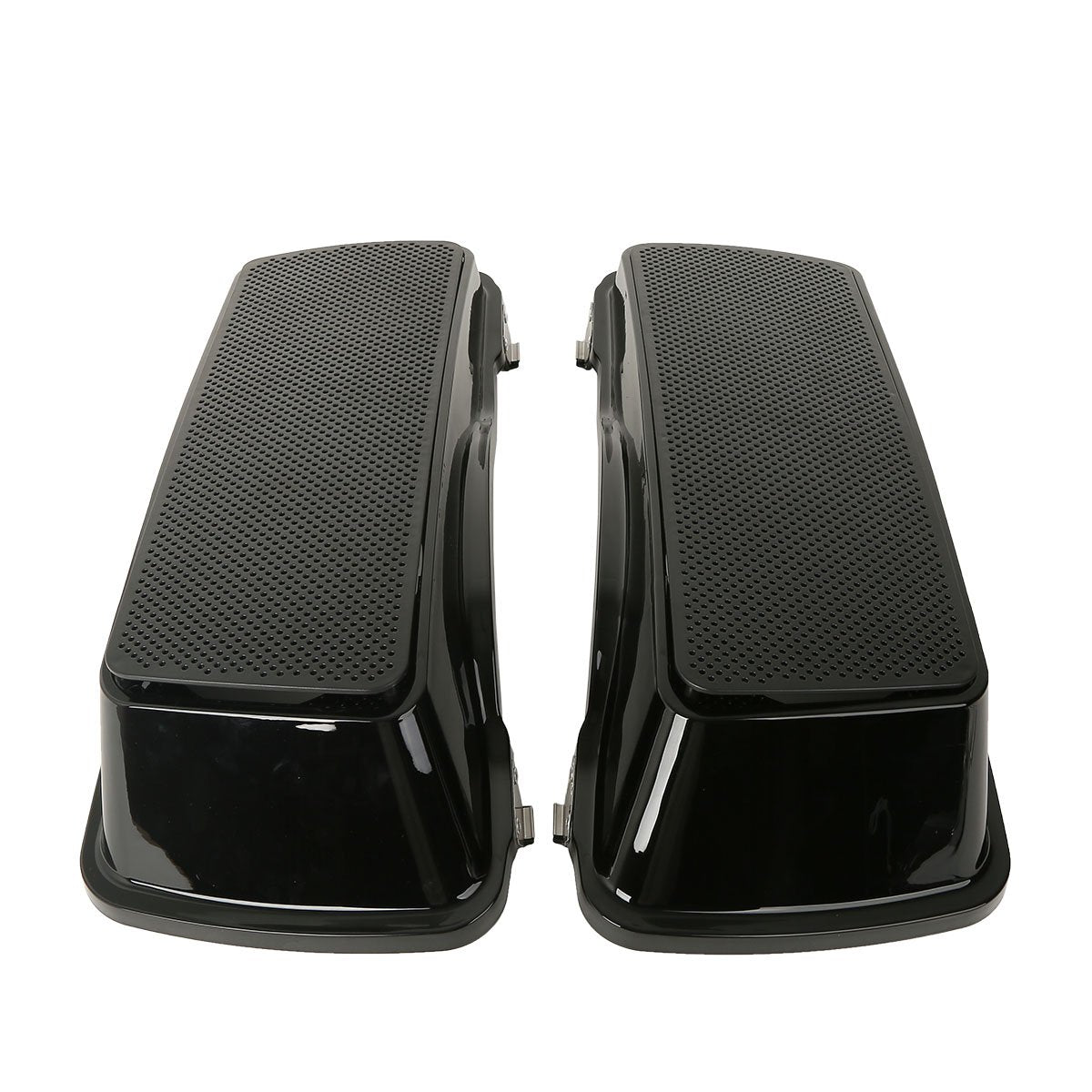 Xmt-Moto Vivid Black Hard Saddlebag Lids W/Dual 6 X 9 Inch Speaker Grilles For 1993-2013 Harley Davidson Touring Road Glide Fltrx Electra Glide Flht Road King Flhr Street Glide Flhx Models