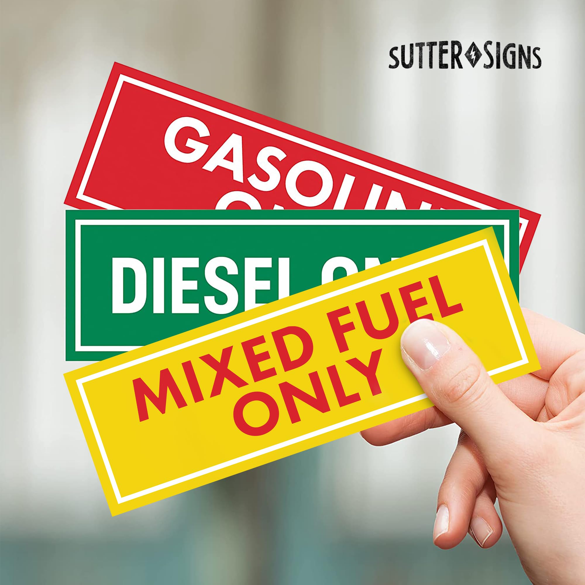 Sutter Signs 9Pc Diesel Only/Gasoline Only/Mixed Fuel Only Stickers For Fuel Tank | Weatherproof Adhesive Decals For Trucks, Tra