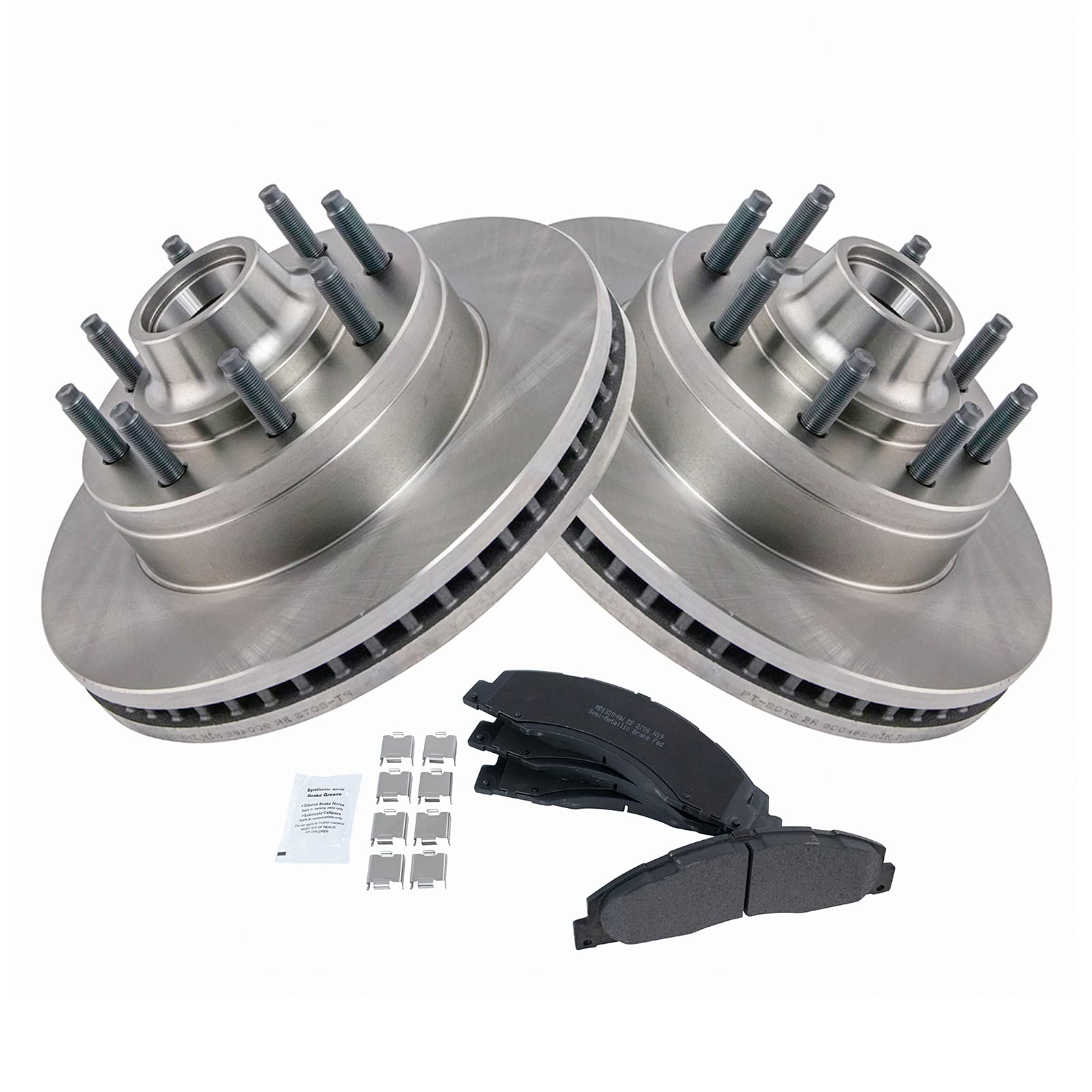 Trq Front Brake Pad & Rotor Kit Brake Pads Brake Rotor Semi-Metallic Compatible With 2008-2014 Ford E-150 E-250 2008-2022 E-350