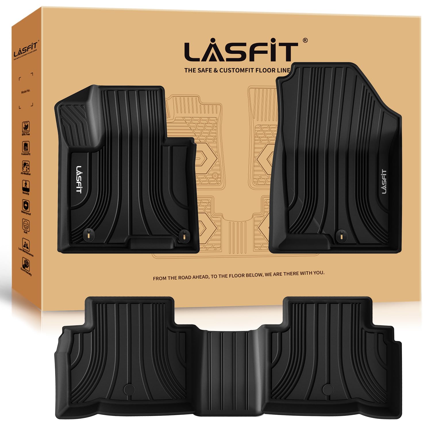 Lasfit Floor Mats For Hyundai Tucson 2025 2024 2023 2022 (Not For Hybrid & Phev), Custom Fit Tpe All Weather Floor Liners 1St &