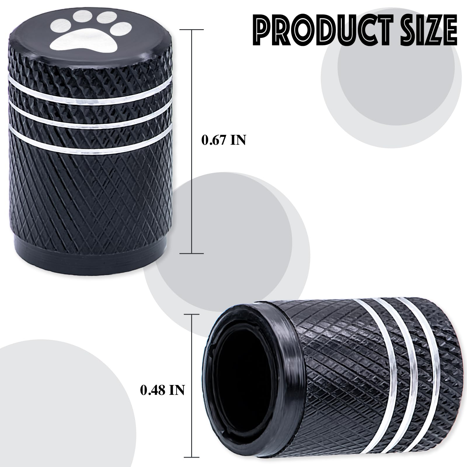 Meajoo 8Pcs Cat Dog Paw Tire Valve Stem Caps, Aluminum Air Caps Cover, With Plastic Liner Corrosion Resistant Leak-Proof, Univer