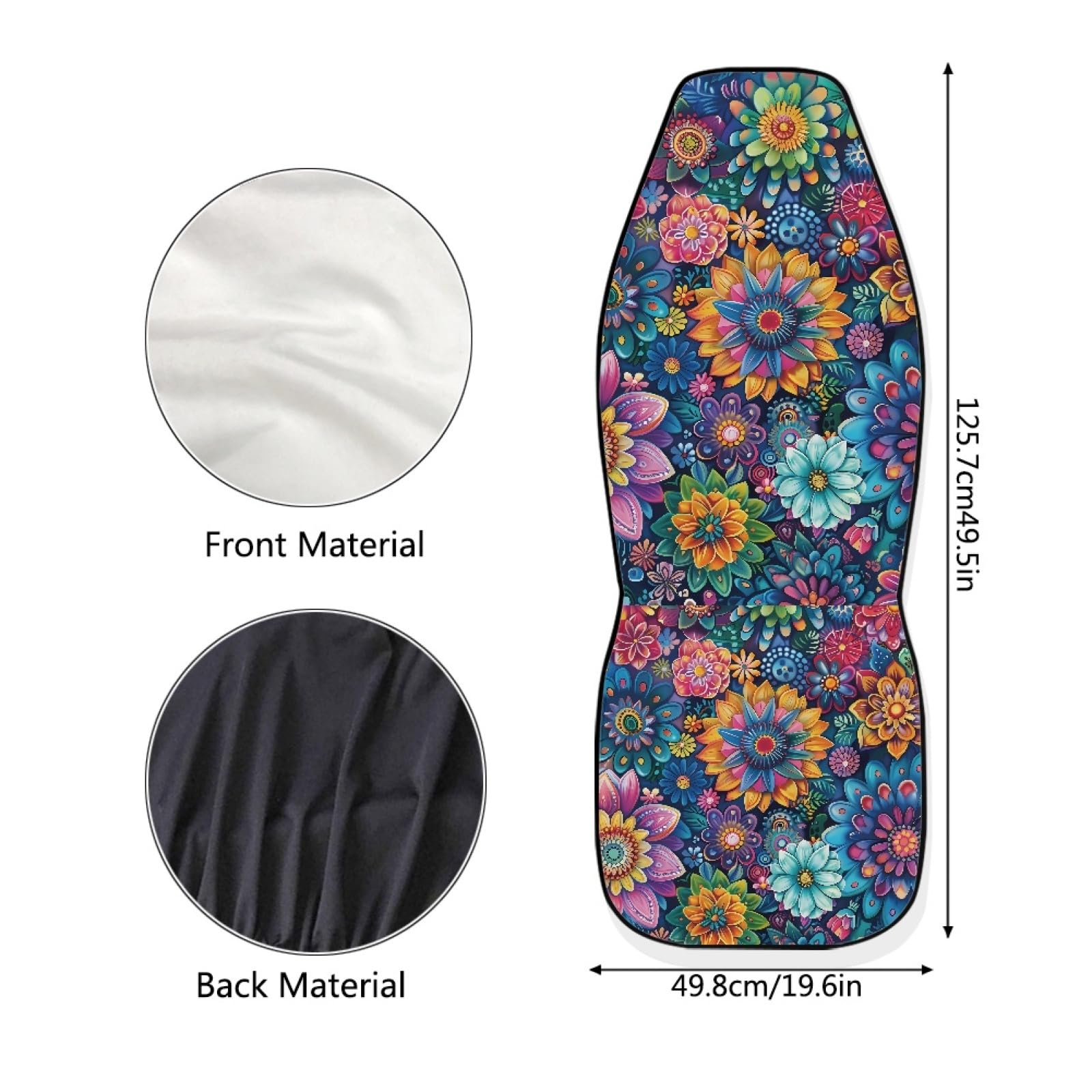 TOADDMOS Car Seat Covers Universal Fit Most Vehicles Boho Floral Blossoms 2 Packs Automotive Interior Accessories Fits Most Cars