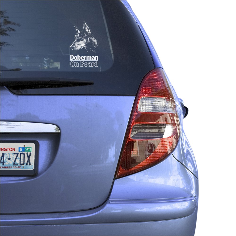 Doberman Clear Vinyl Decal Sticker For Window, Dobermann Pinscher Dog Sign Art Print