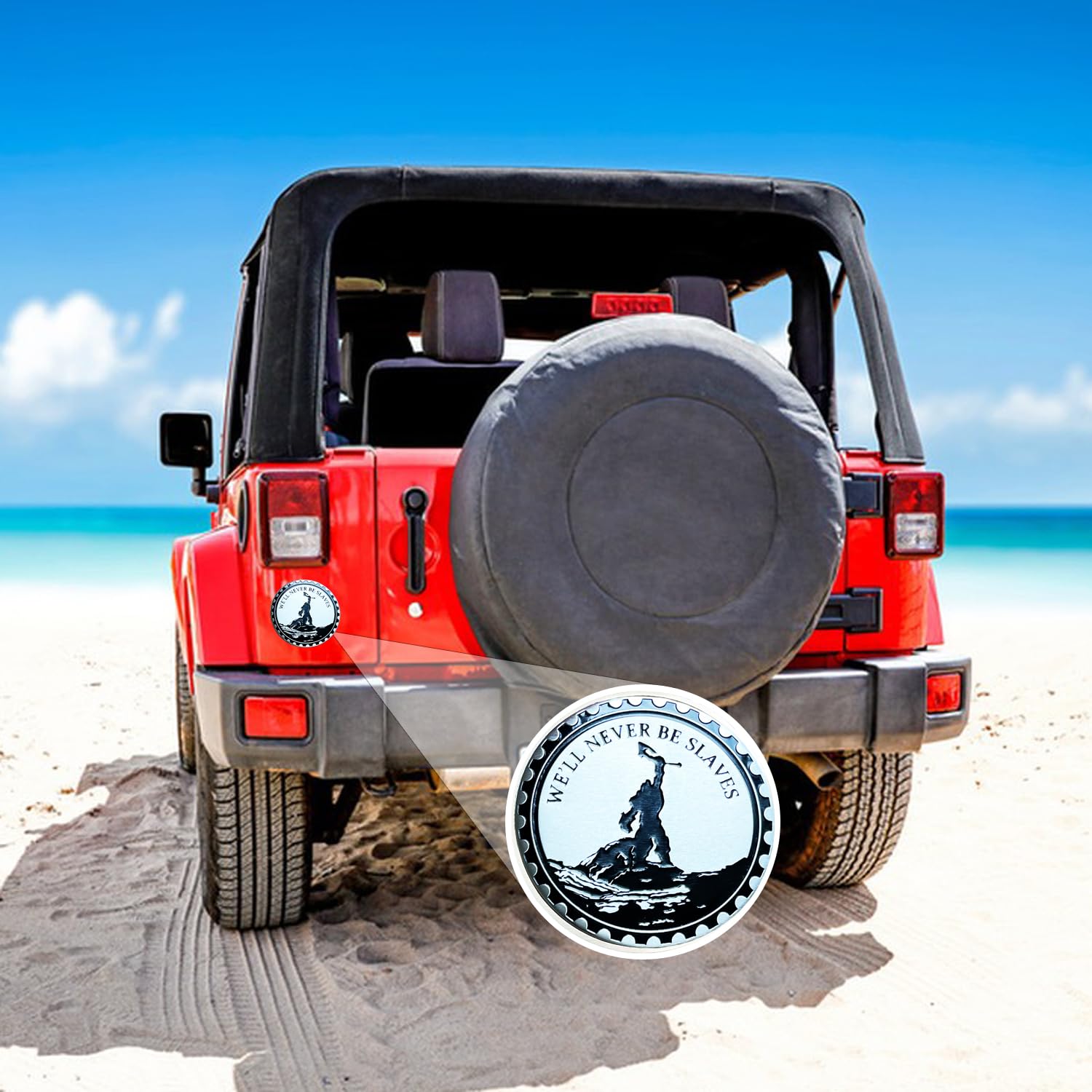 2 Pcs Car Emblem, 4 X 4 Metal Automotive Badge, 3D Round Metal Car Badges Emblems, Car Badge Decals Stickers Compatible With Jee