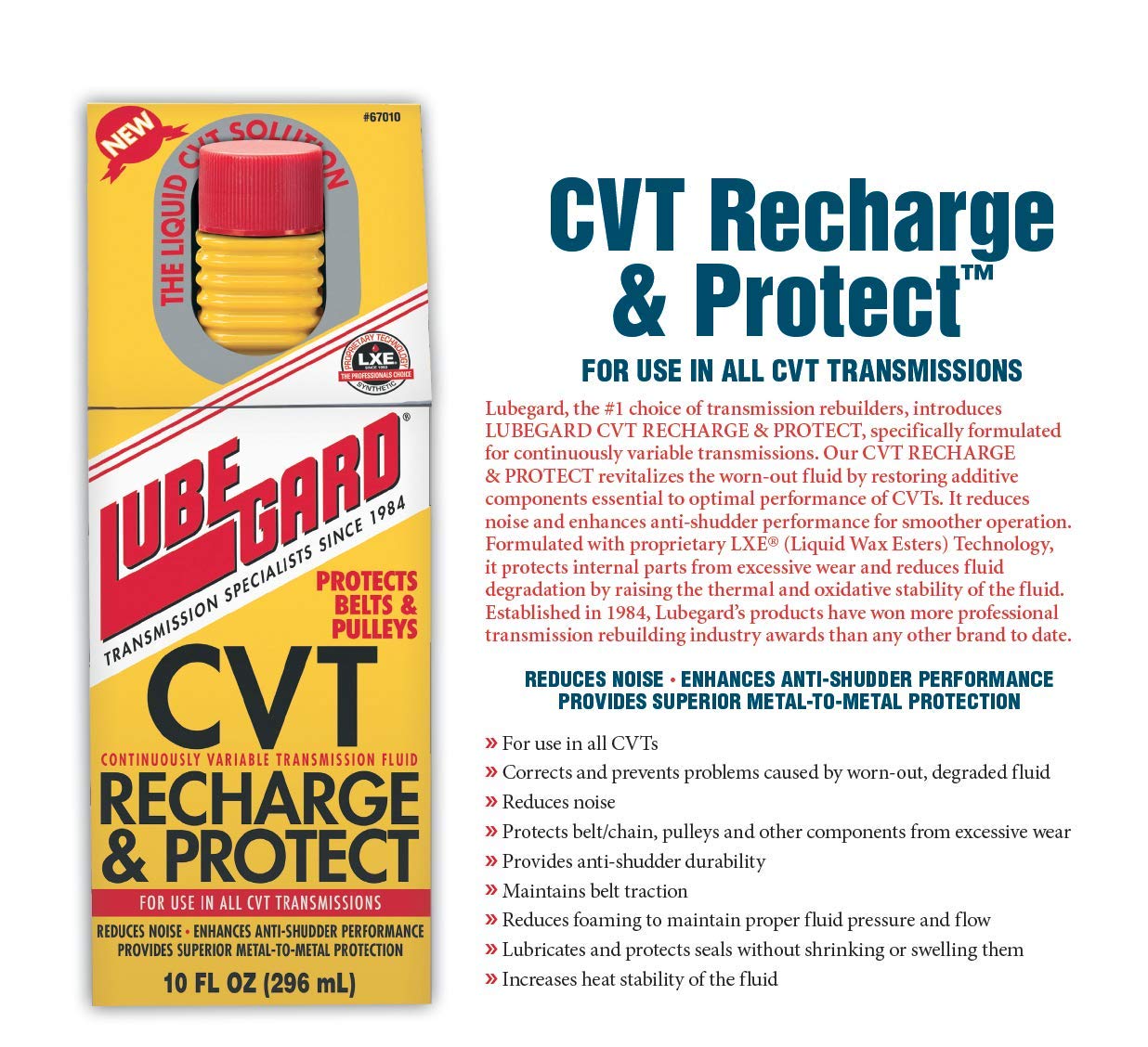 Lubegard 67010 CVT Recharge & Protect, 10 fl. oz. - Essential Transmission Fluid Additive for Optimal Performance