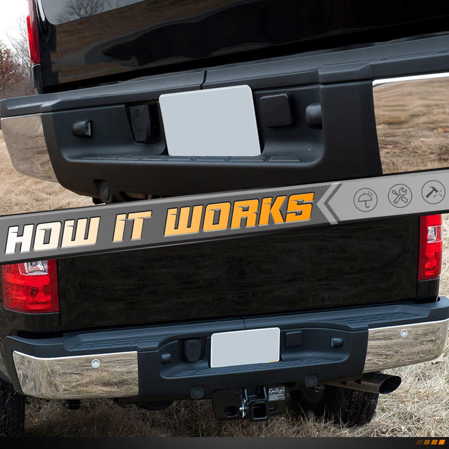 HERCOO Black License Plate Lights for Silverado, Sierra, Avalanche, Suburban, Escalade, Yukon - Pack of 2, Aftermarket Truck Clips