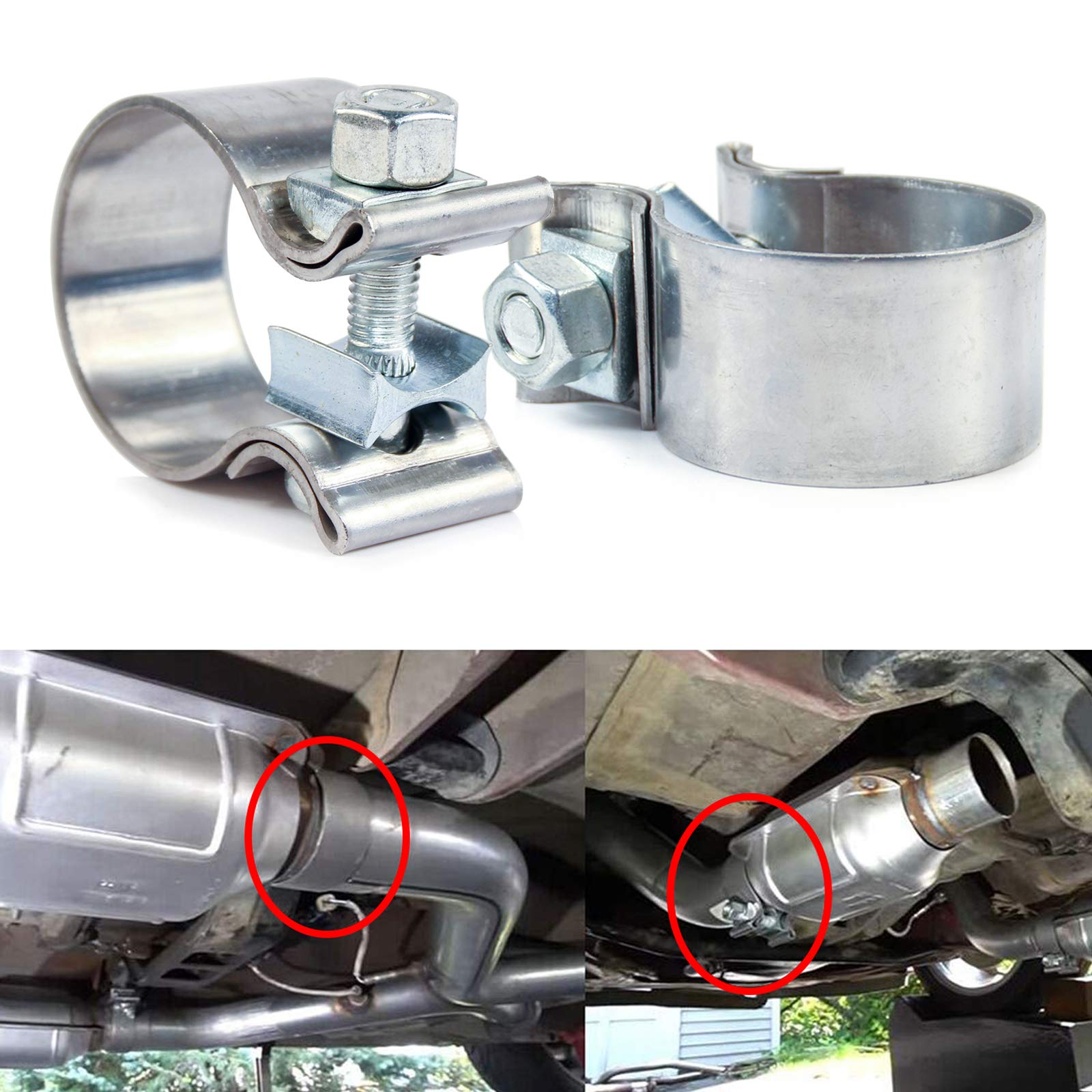 4 Inch Exhaust Clamps Stainless Steel Muffler Band Clamp For 4 Inner Diameter To 4.5 Outer Diameter Turbo Downpipe Tip Exhaust Pipes Connection (2 Pack)