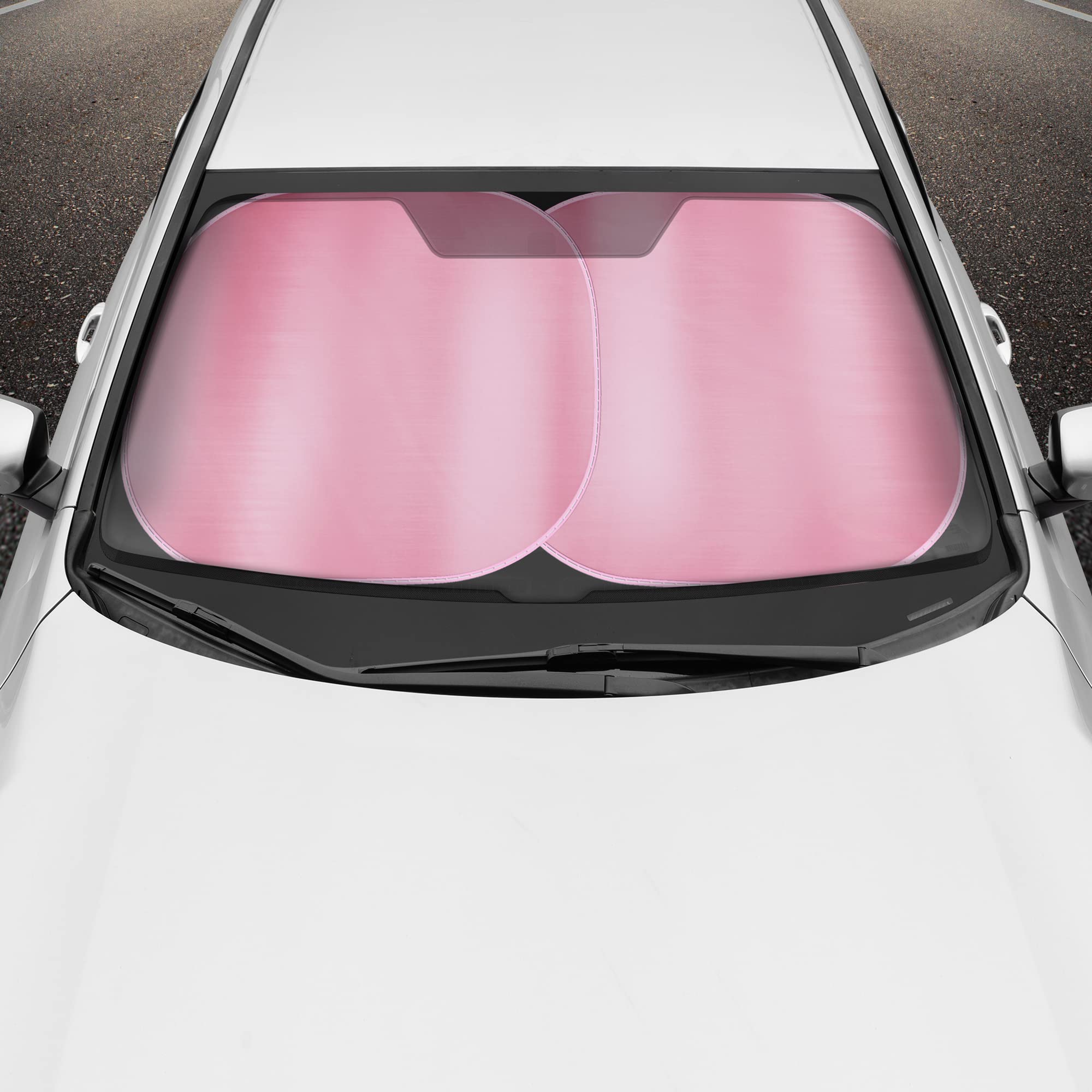 Bdk Metallic Pink Car Windshield Sun Shade - Blocks Uv Rays Sun Visor For Windshield - Easy Setup Keeps Vehicle Cool - 31.75 X 2