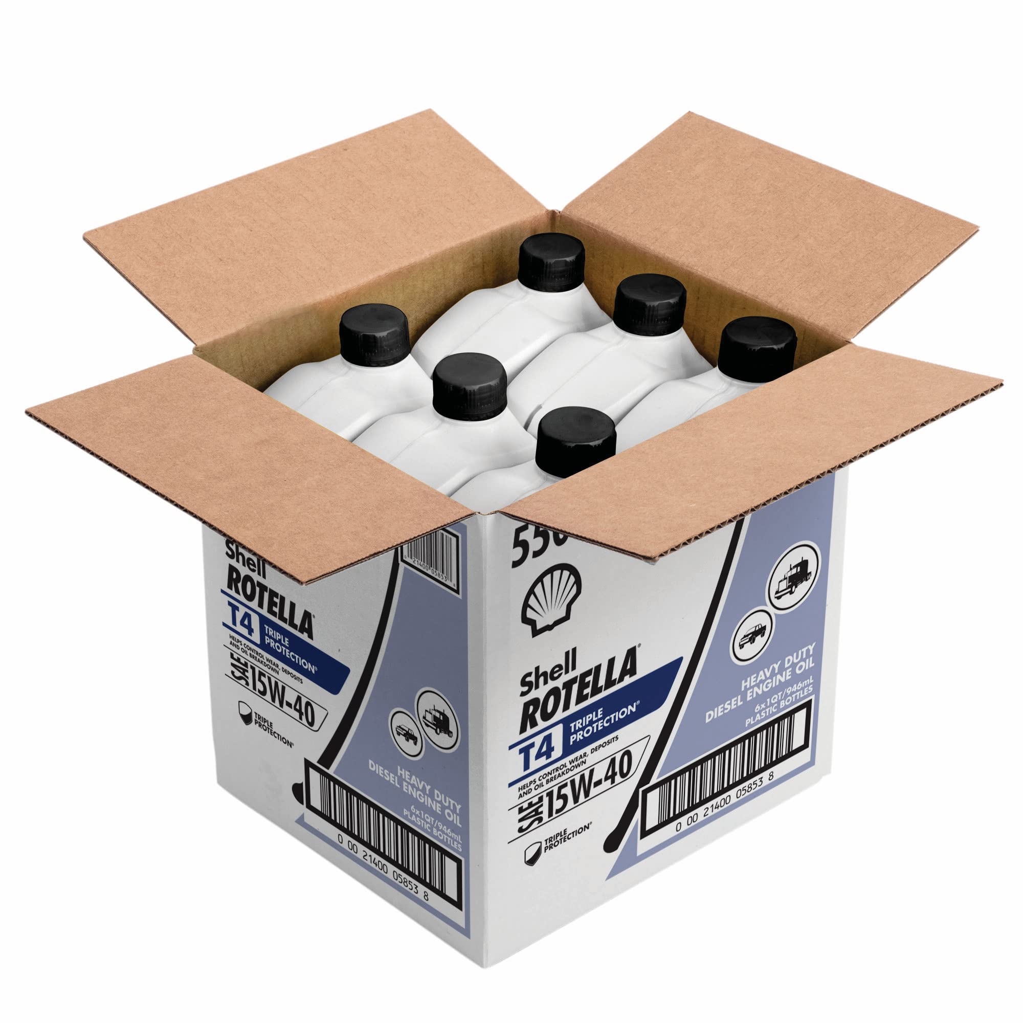 Shell Rotella T4 Triple Protection Conventional 15W-40 Diesel Engine Oil (1-Quart, Case Of 6)