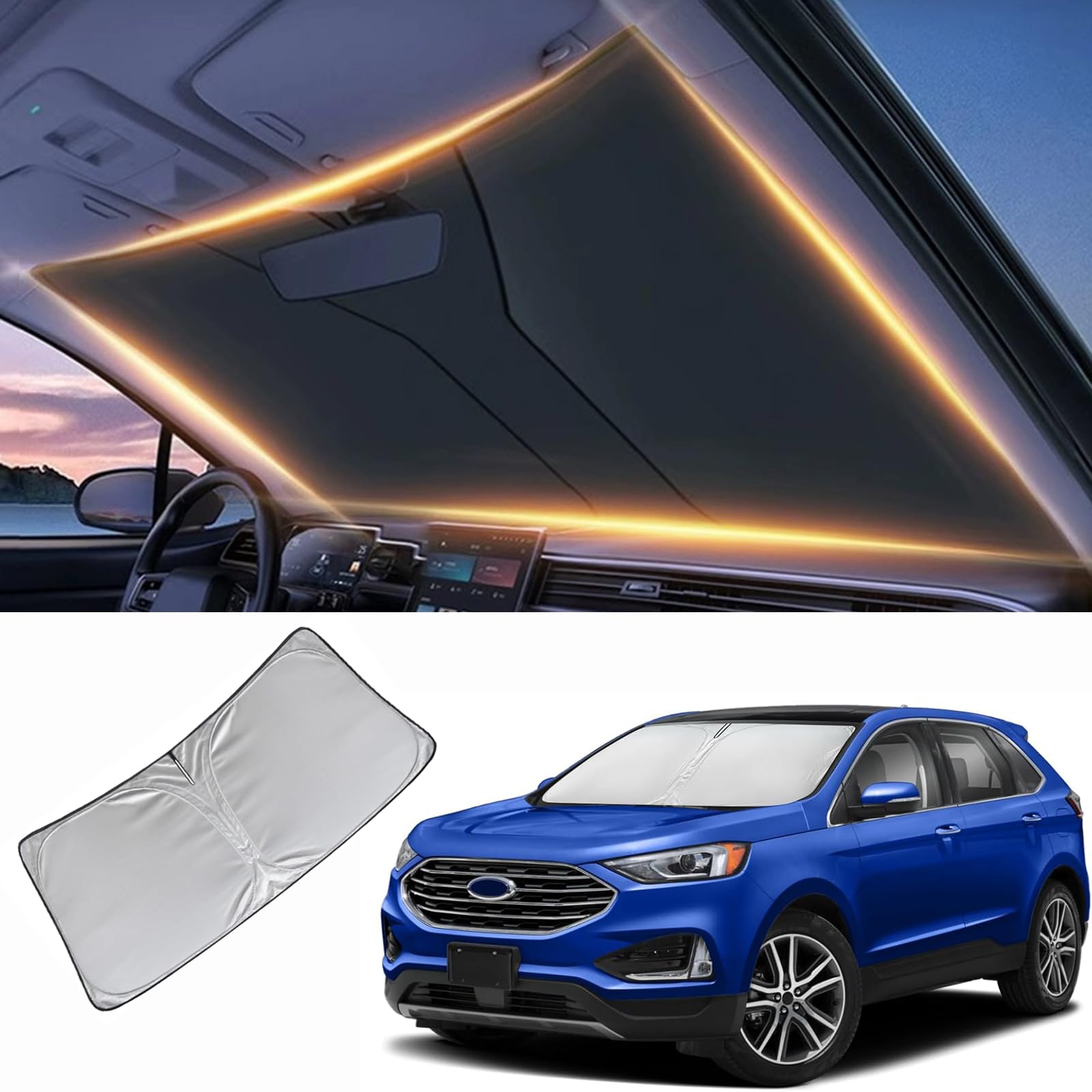 Windshield Sun Shade For Ford Edge Front Window Shades Cover For 2015-2024 Edge Windshield Sun Visor Protector Car Accessories
