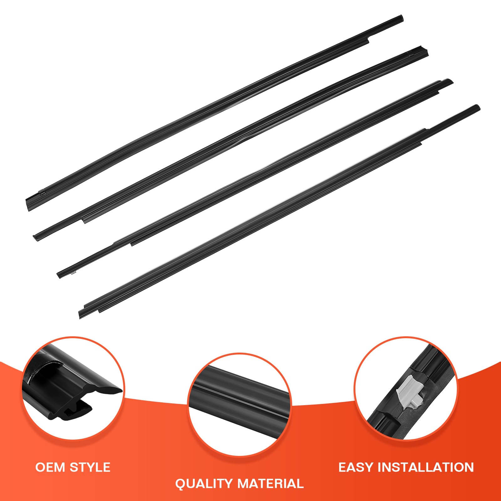 ACLONG Window Weatherstrip Moulding Trim Seal Belt Fit for Toyota Tundra Crewmax 2007-2019 Car Window Sweep Felt Seal Kit Replac