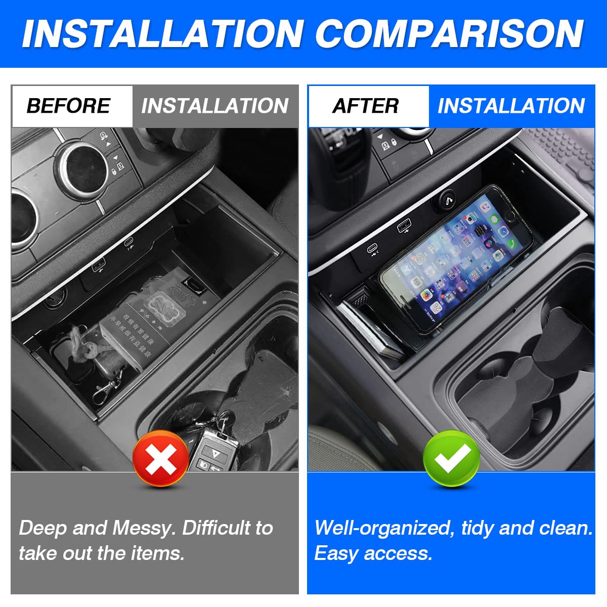 Karltys Center Console Organizer Tray For Land Rover Defender Accessories 90 110 130 2020-2025 Accessories, Durable Abs Middle C