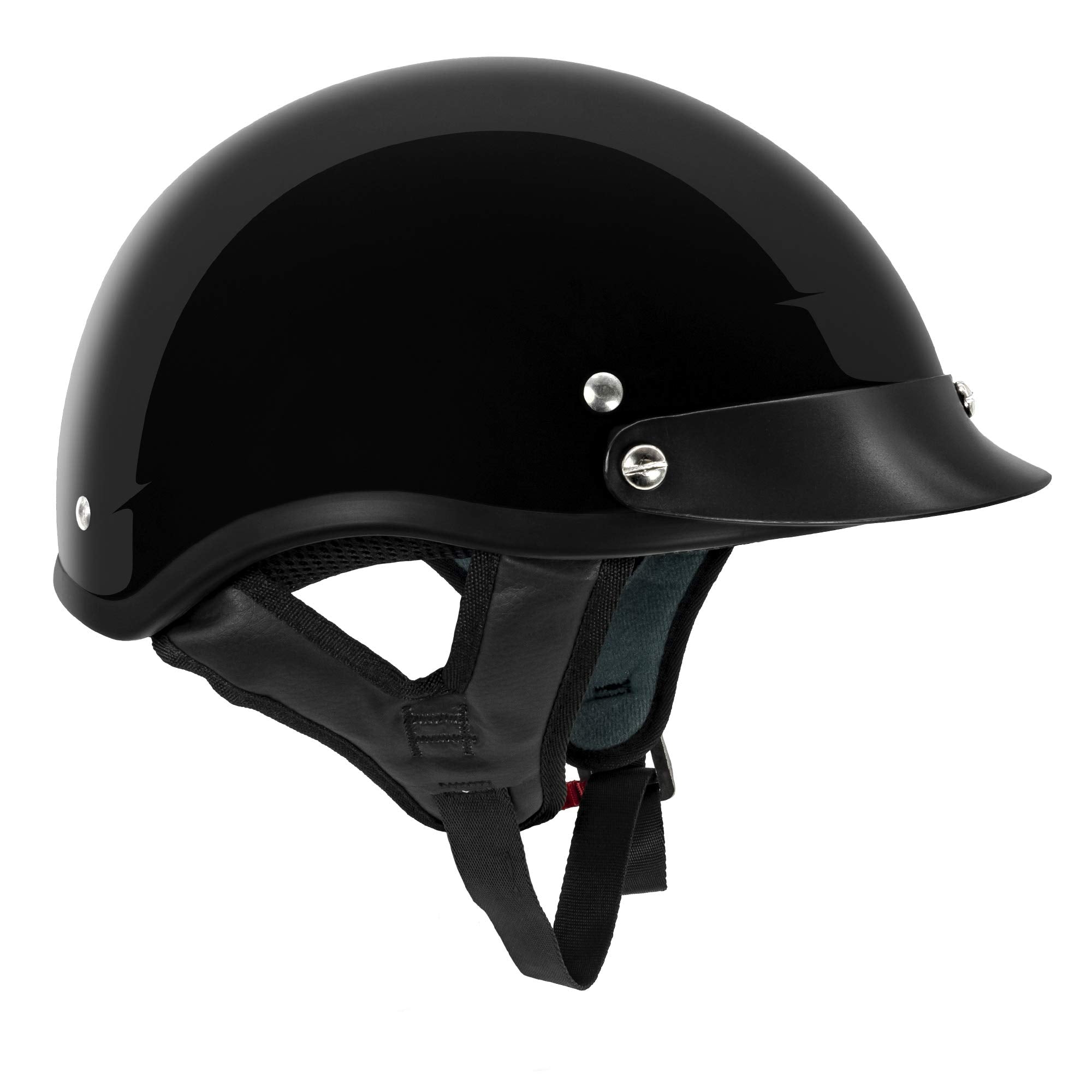 Vcan Cruiser Solid Gloss Black Half Face Motorcycle Helmet (Small)
