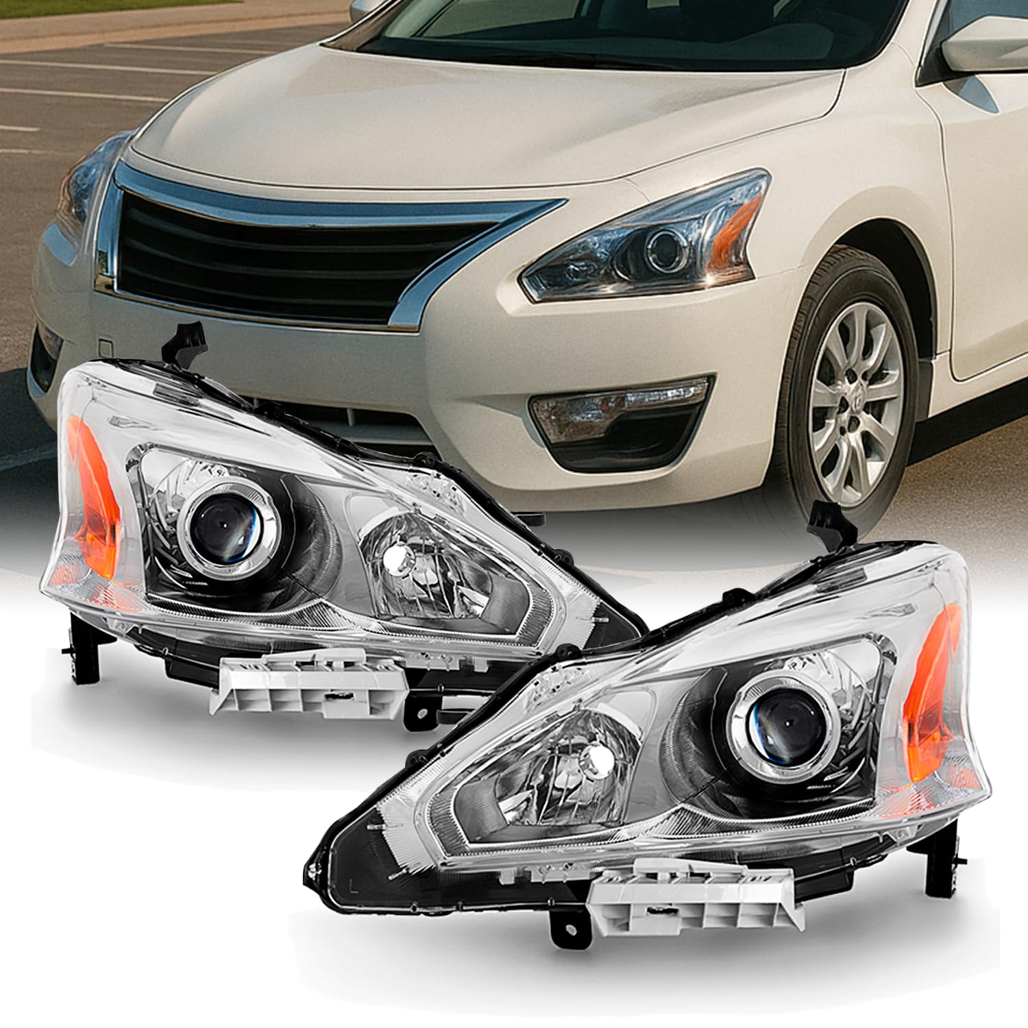 Akkon - For 13-15 Altima 4 Doors Sedan Halogen Type Headlights Front Lamps Direct Replacement Left + Right Pair