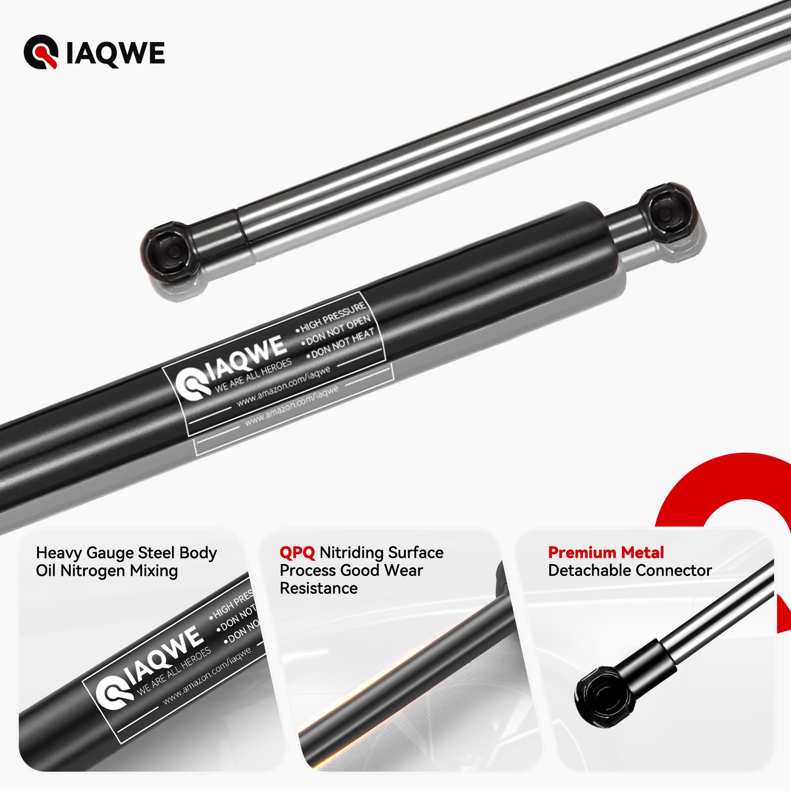 Iaqwe C1604155 17Inch 50Lb/222N Gas Struts Shocks Springs 17 '' Lift Support For Snugtop Are Leer Truck Camper Shell Topper Rear