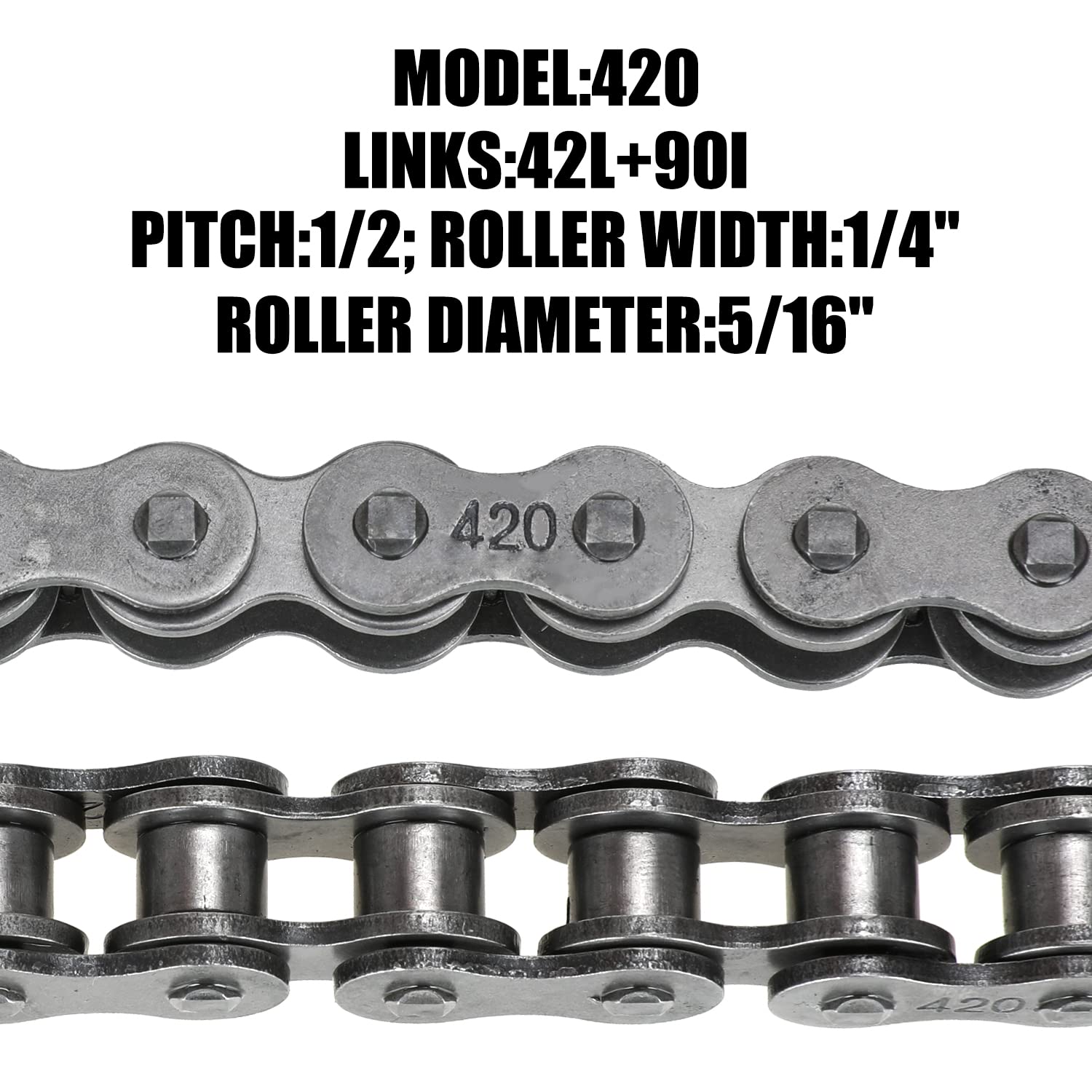 YOXUFA 420 Jackshaft Chain 42 Link + 90 Link with Chain Breaker for Coleman CT200U CT200U-EX BT200X Baja Warrior MB200 Massimo M