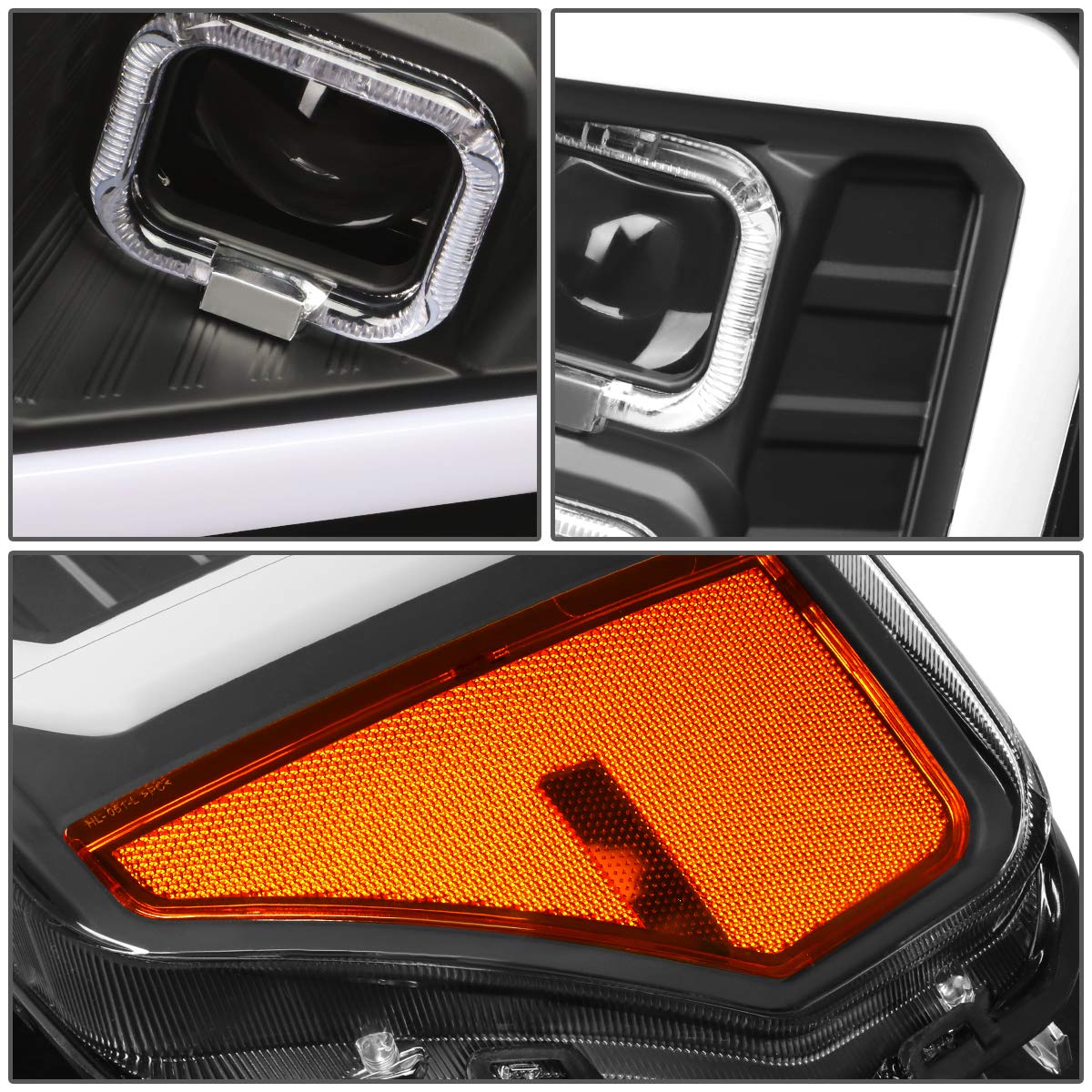 Dna Motoring Hl-Lb-T8-F15009-Bk-Am Pair Auto Update Led Effect Drl Quad Projector Headlight Lamp Replacement For 09-14 F150, Bla