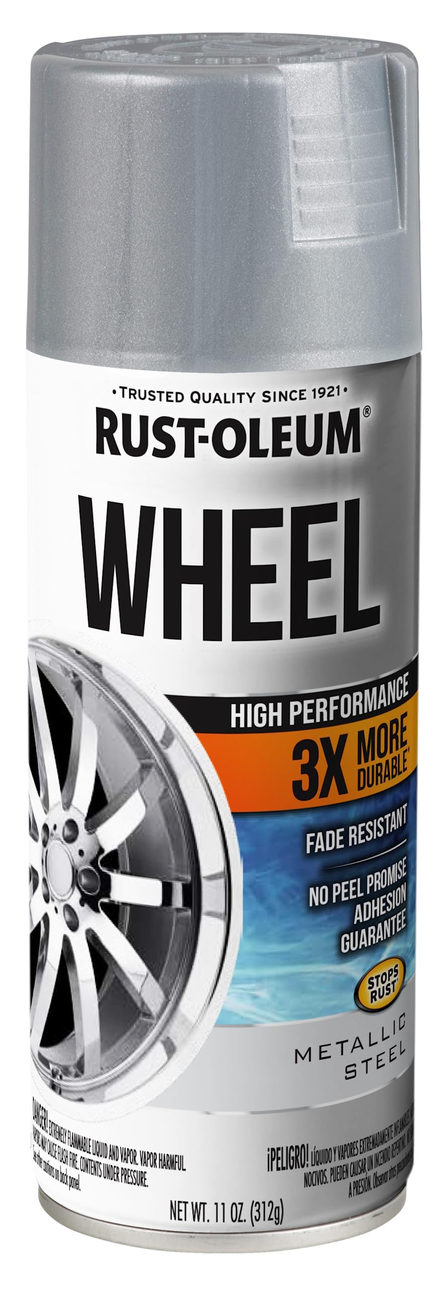 Rust-Oleum 366440 High Performance Wheel Spray Paint, 11 Oz, Metallic Steel, (Pack Of 1)