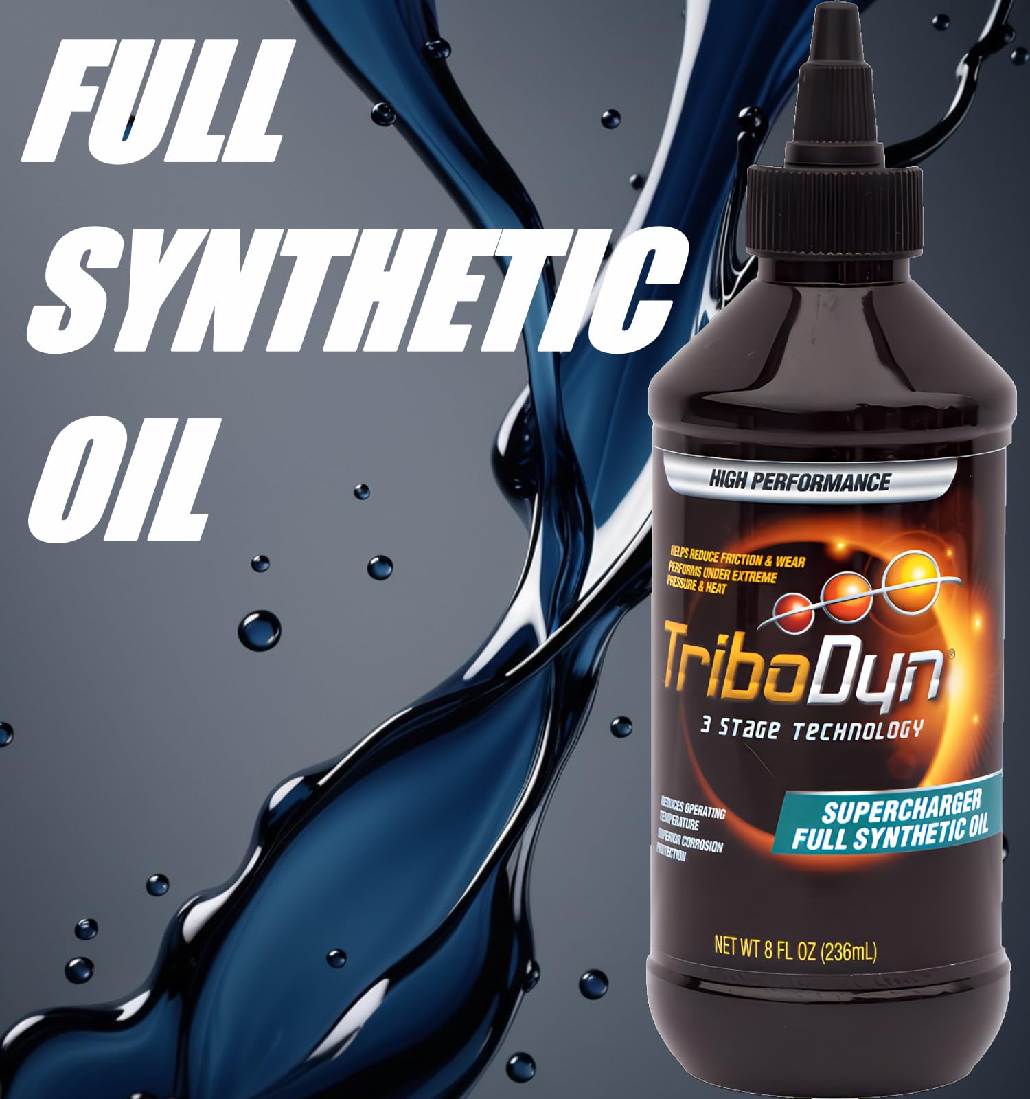 TriboDyn 50W Full Synthetic Ceramic Supercharger Oil - 8 OZ Bottle