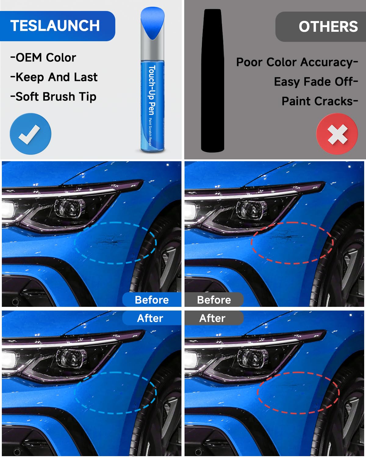 RSACET LD5C/D7 Cornflower Blue Touch Up Paint Compatible with Volkswagen Exact Match Touch Up Paint Car Scratch Repair