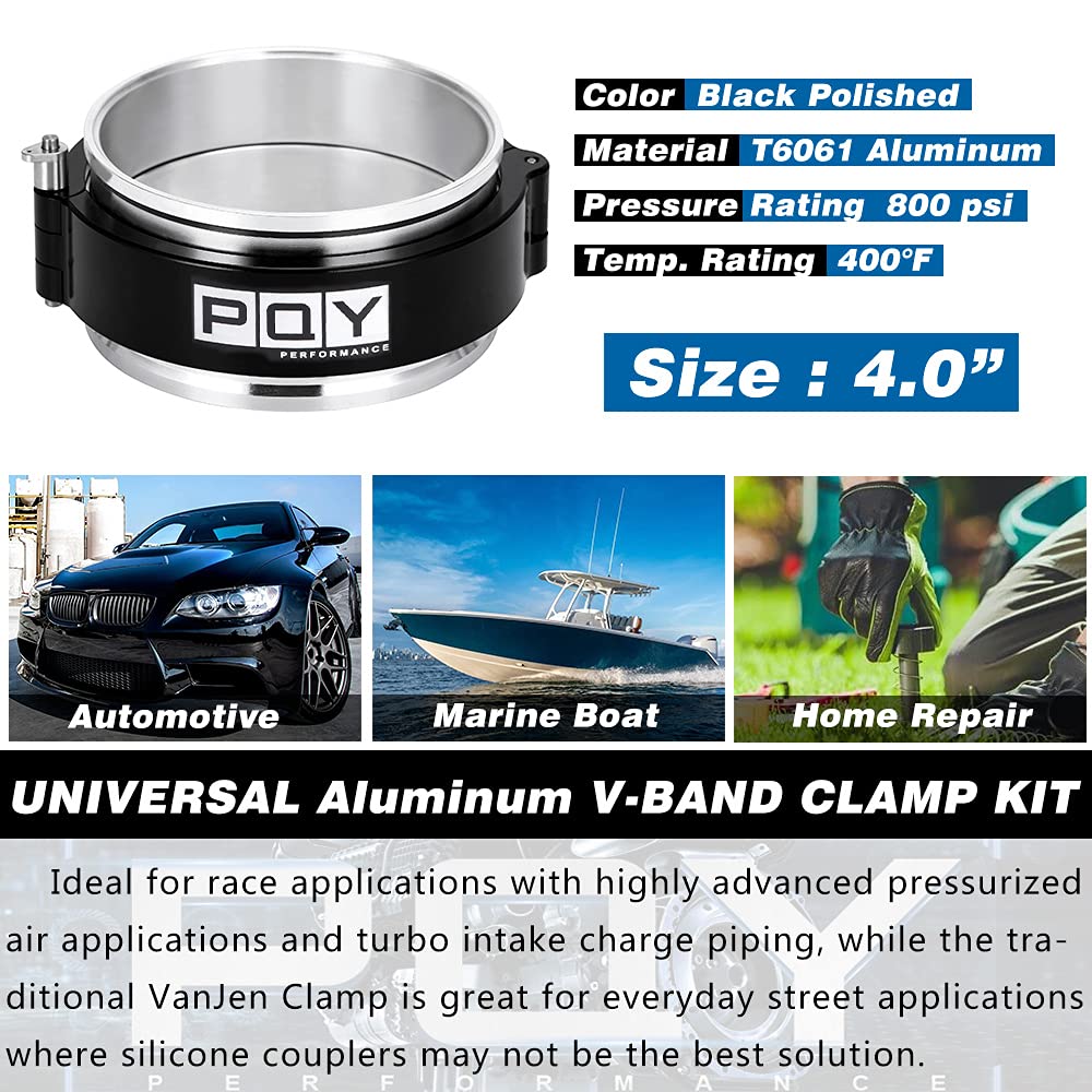 Pqy 4 Inch Aluminum Quick Release V Band Clamp With Flange Intake Intercooler Pipe Clamp Throttle Union Sleeve