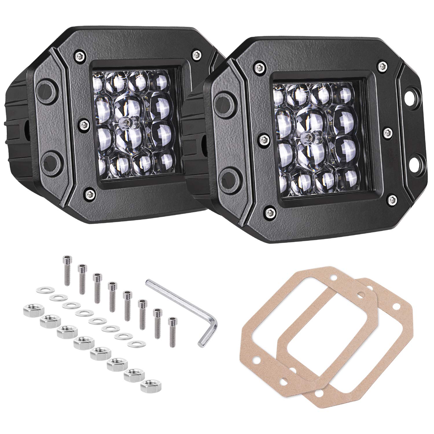 Flush Mount Led Pods, Akd Part 2Pcs 84W Flush Mount Led Driving Lights Spot Beam Backup Reverse Lights Off Road Fog Lights Bumpe