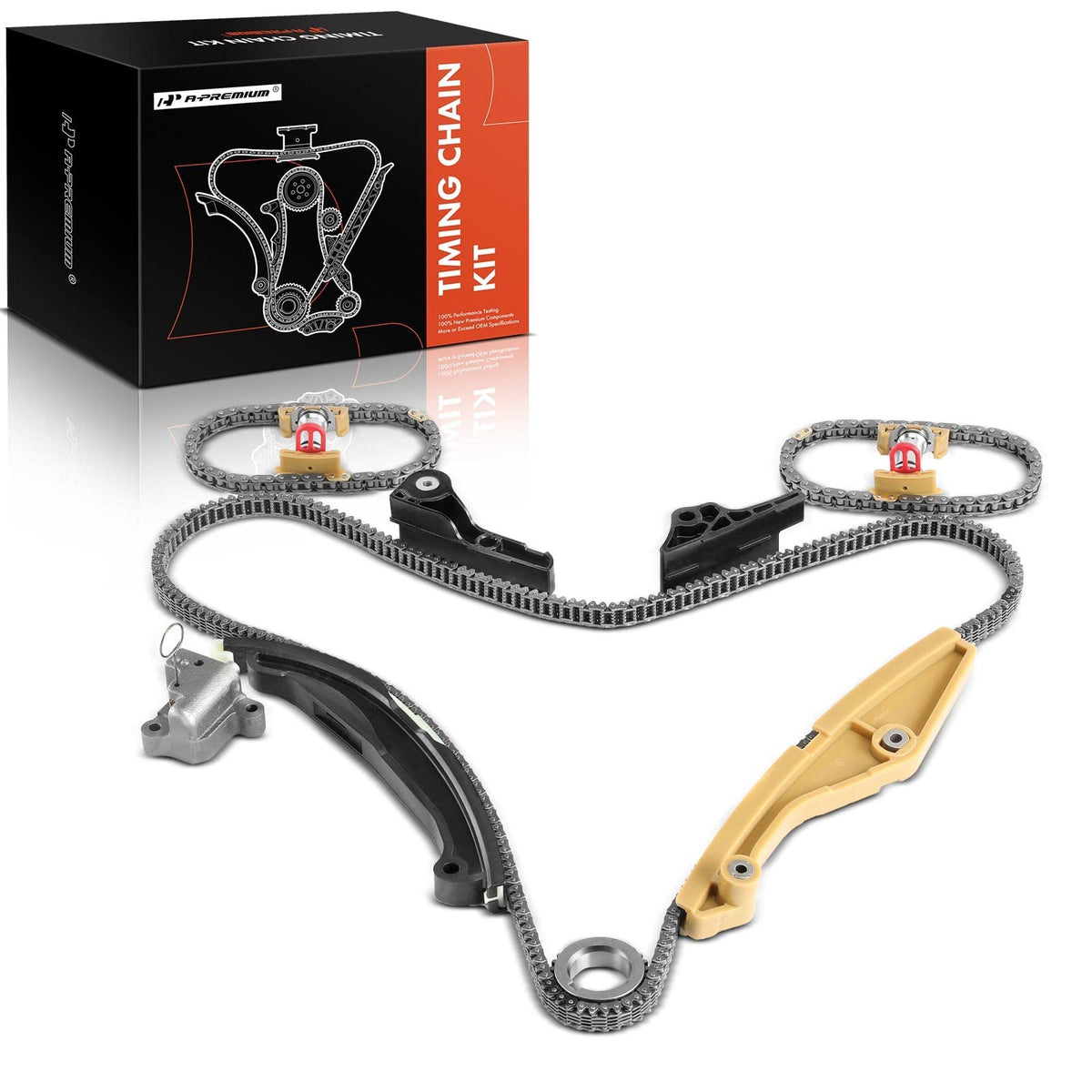 A-Premium Engine Timing Chain Kit W/Tensioner [fits DOHC, 6Cyl 3.7L 3.5L] Compatible with Ford F-150, Explorer Mustang 11-17, Ed