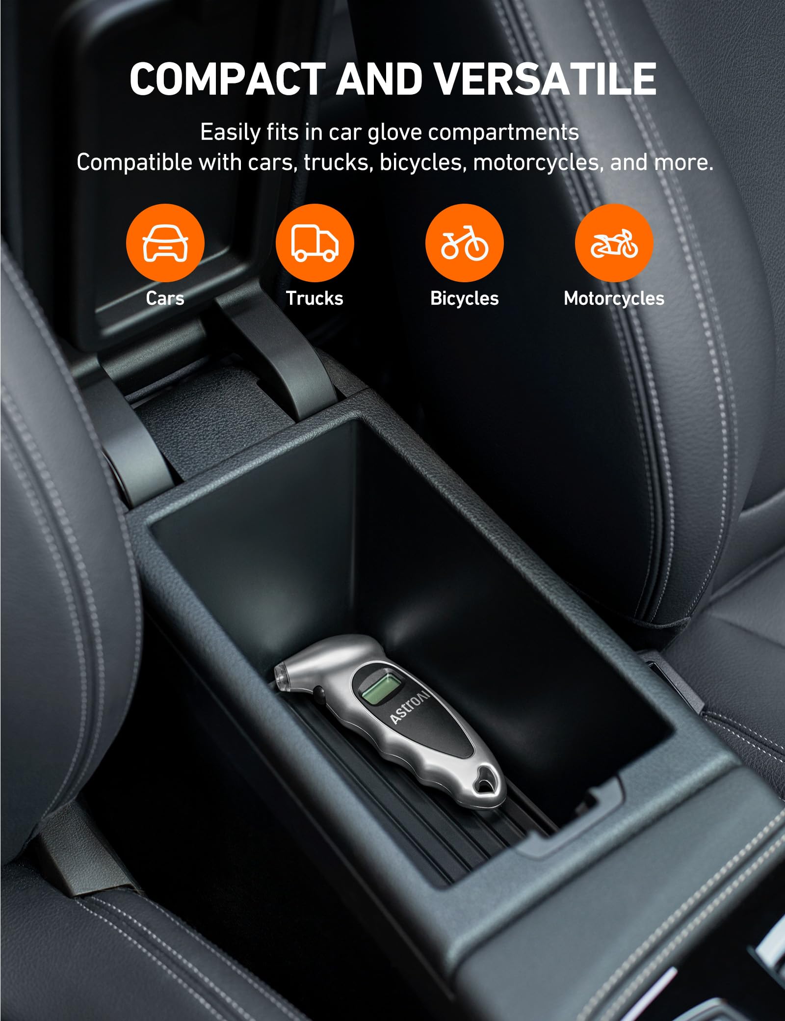 AstroAI Tire Pressure Gauge Digital 0-150PSI (Accurate in 0.1 Increments), 4 Units Stocking Stuffers for Car Truck Bicycle with Backlight LCD and Presta Valve Adaptor, Sliver (2 Pack)