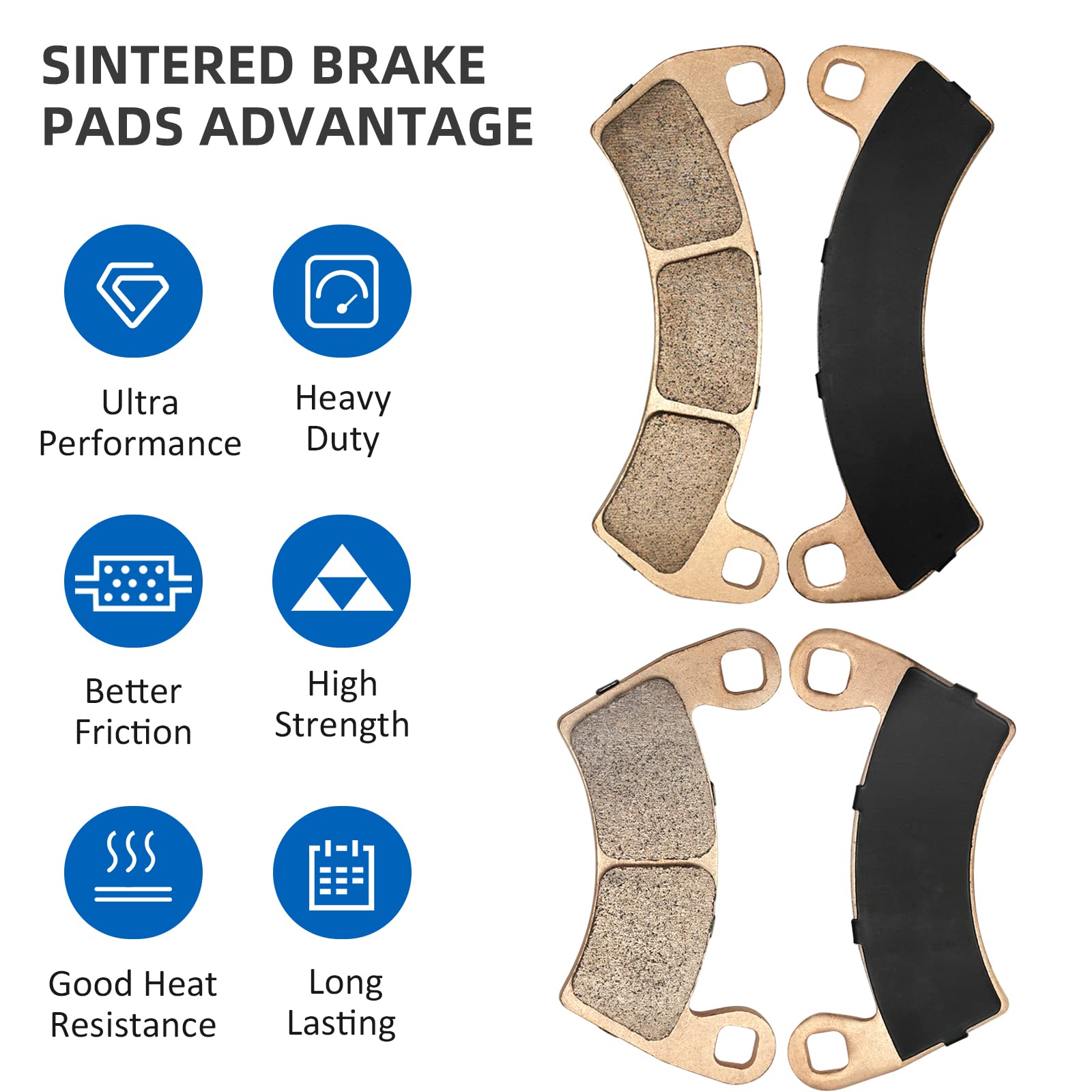 Front & Rear Brake Pads Sintered For Polaris Rzr Turbo 2016-2021 Rzr Pro Xp 2020-2024, Oem# 2206231 2208162 1913469 2205949 2208