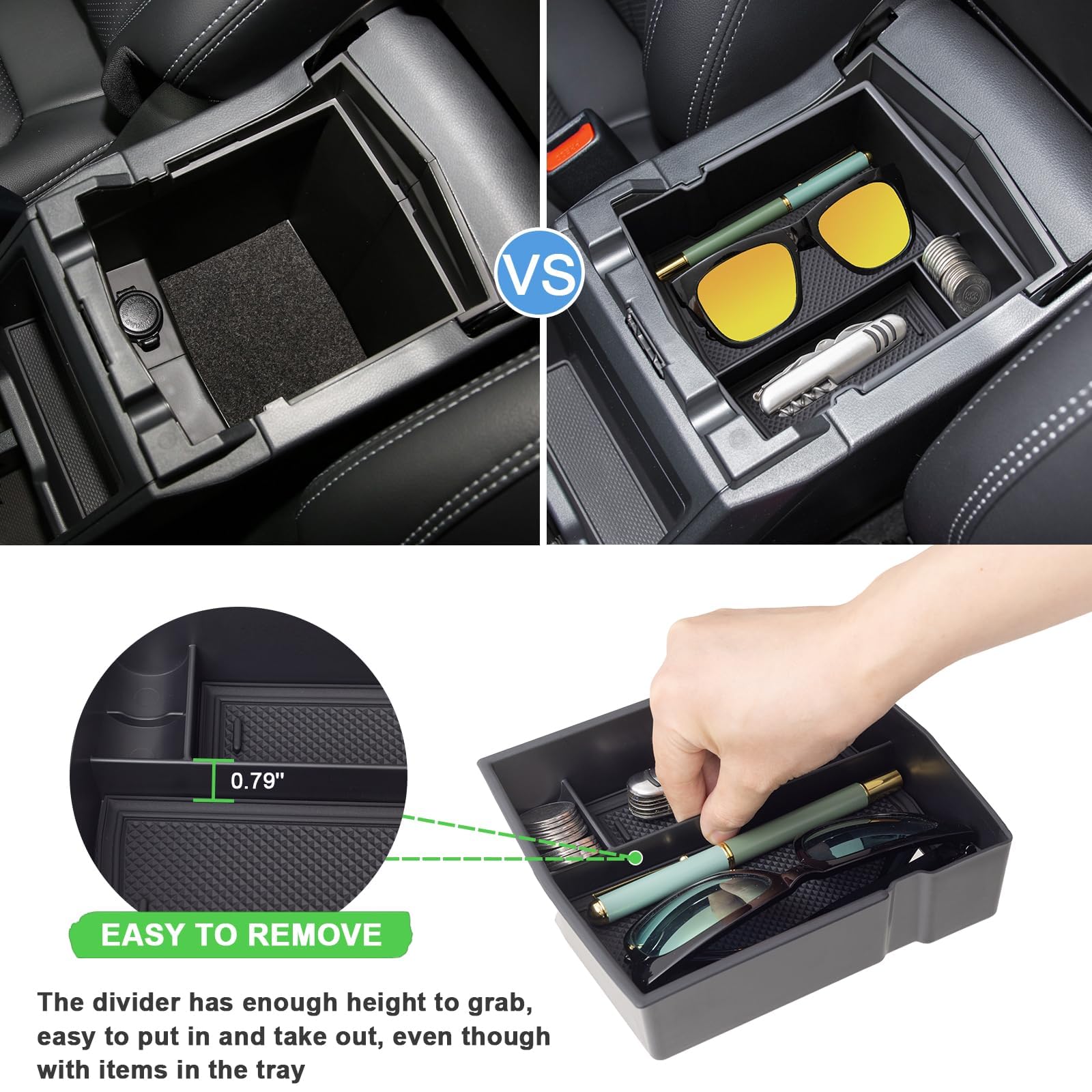Jkcover Upgraded Design Center Console Organizer Tray Compatible With Subaru Forester 2024 2023 2022 2021 2020 2019 Interior Arm