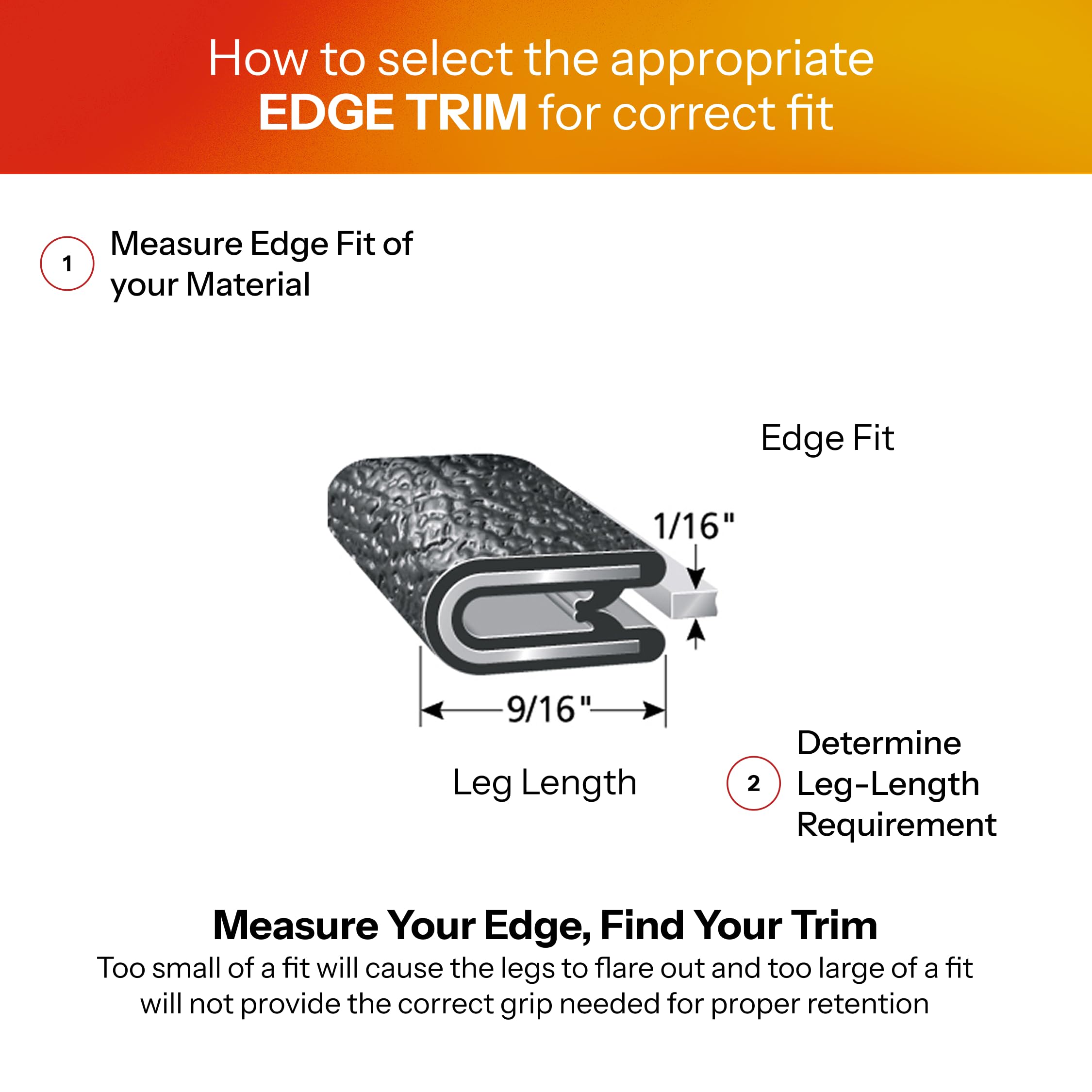 Trim-Lok Edge Edge Trim - Fits 1/16    Edge, 9/16    Leg Length, 250 Length, Black, Pebble Texture - Flexible Pvc Edge Protector