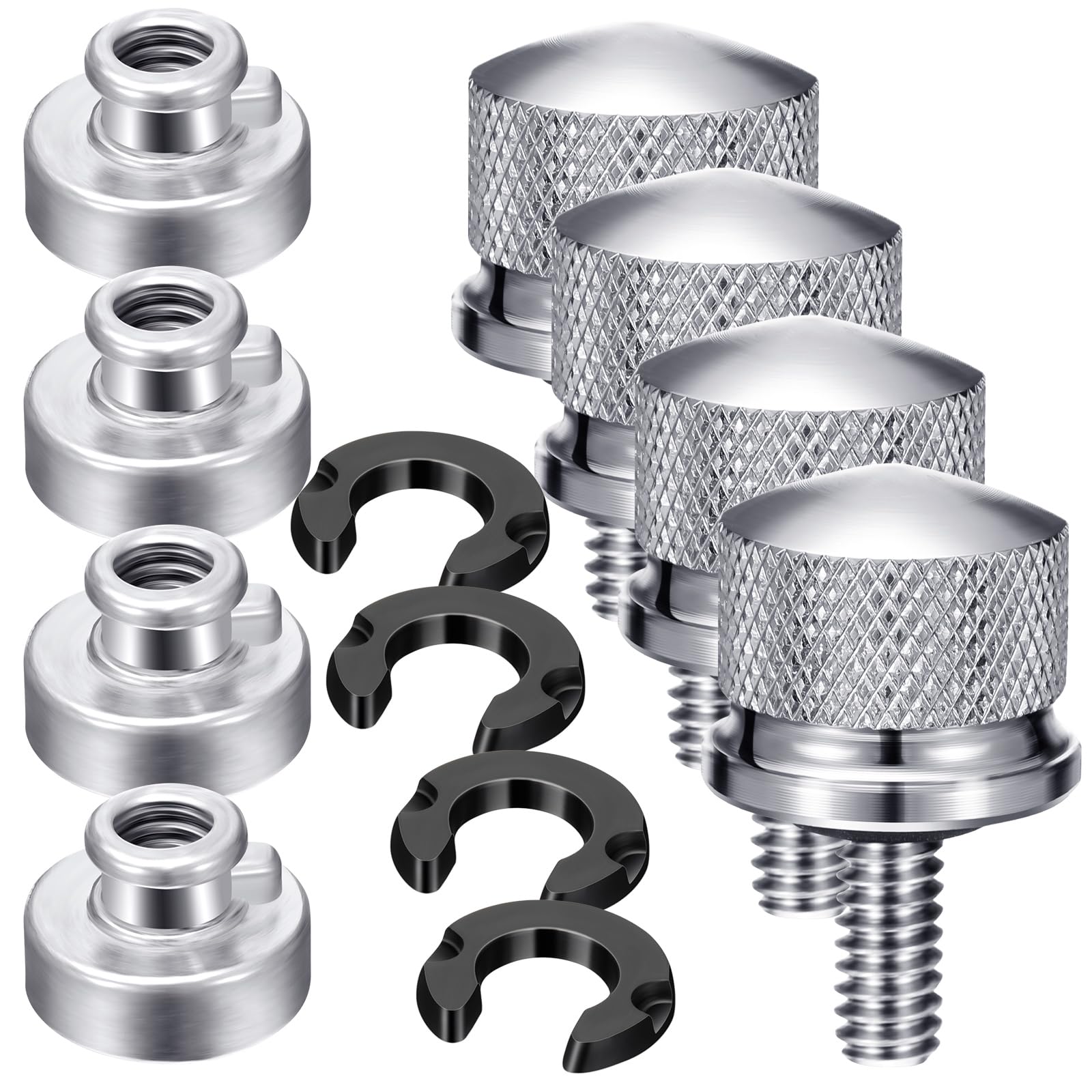Therwen 8 Pcs Seat Bolt Screw Nut Kit Fender Seat Nut Kit 1/4-20 Thread Compatible with Harley-Davidson Sportster, Compatible wi