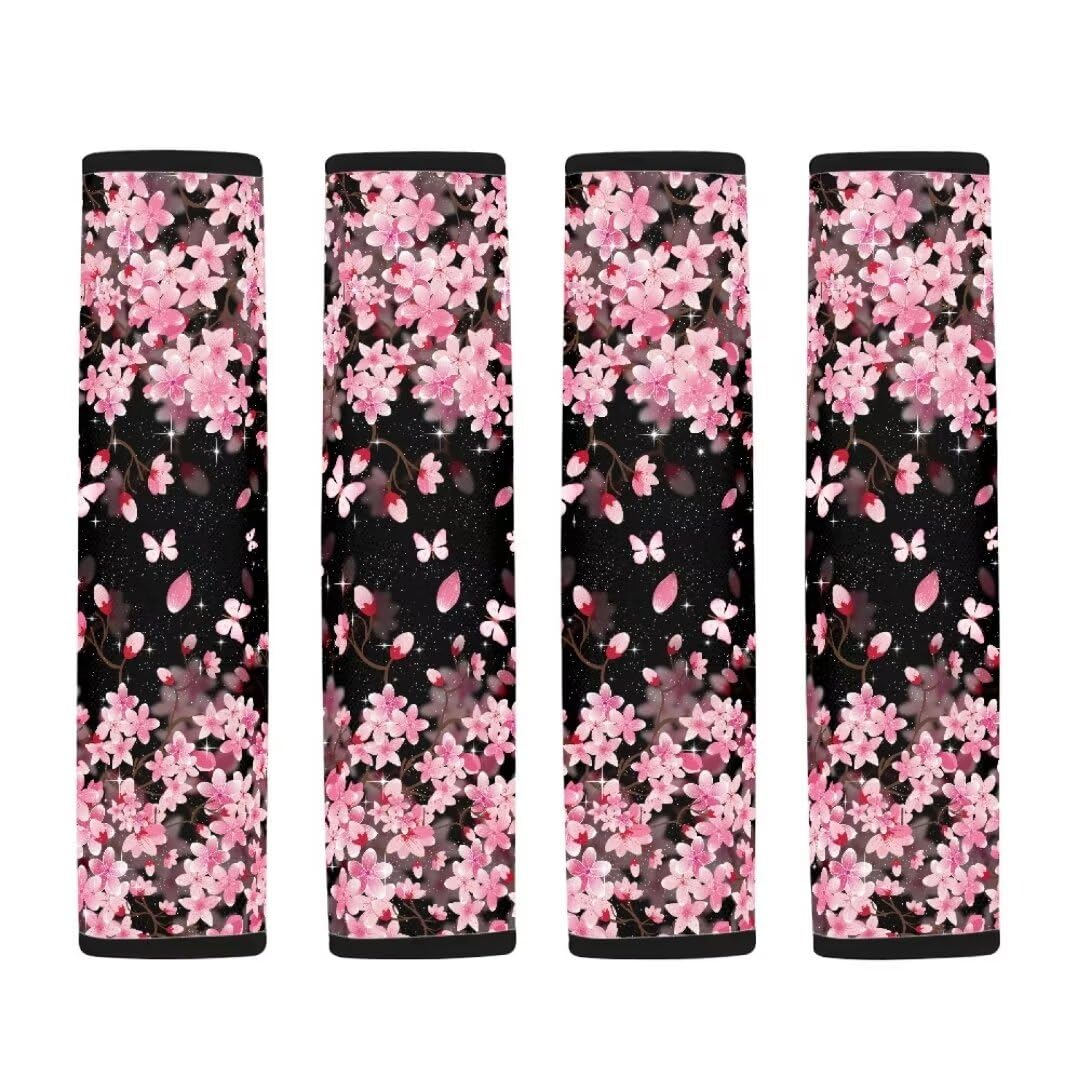FUIALDOLG 2 Pack Car Seat Belt Pads Cherry Blossoms Seatbelt Protector Soft Comfort Seat Belt Shoulder Strap Covers