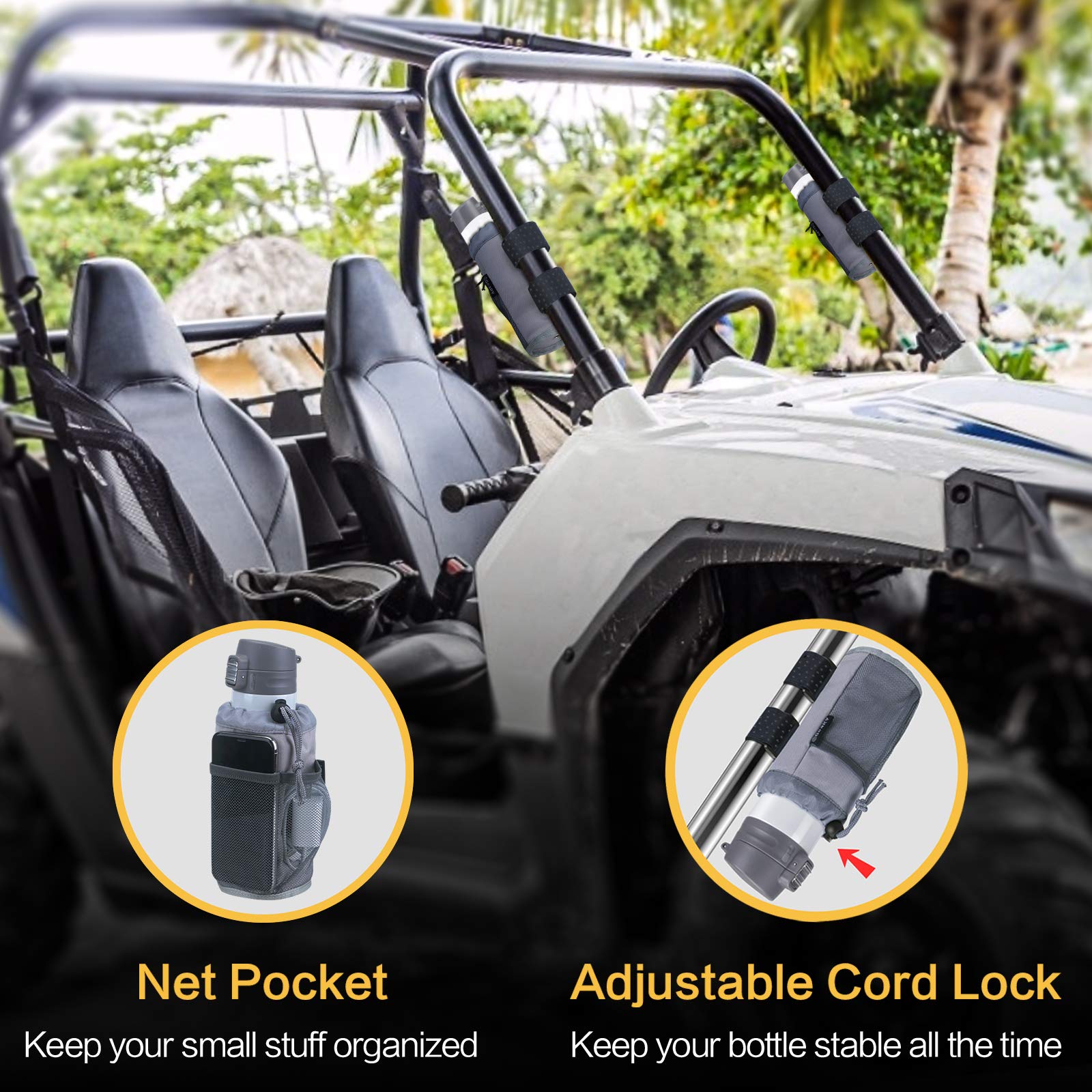 Gearv 2Pack Cup Holder For Bike, Scooter And Wheelchair, Water Bottle Holder For Utv/Atv, Walker, Golf Cart And Beach, Universal