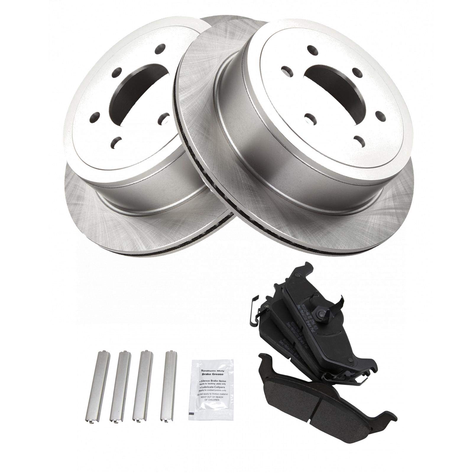 Trq Rear Brake Pad & Rotor Kit Brake Pads Brake Rotor Semi-Metallic Compatible With 2004-2011 Ford F-150 2006-2008 Lincoln Mark