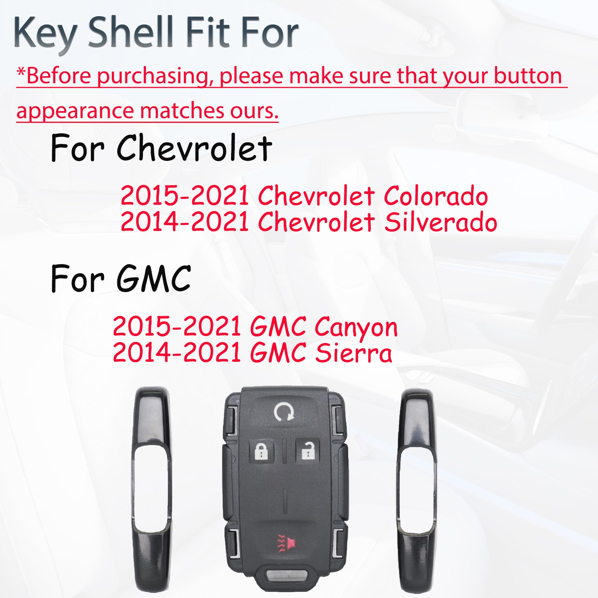 Supaland Key Fob Shell Case Replacement Fits For Chevrolet Colorado Chevy Silverado Gmc Canyon Sierra 2014 2015 2016 2017 2018-2