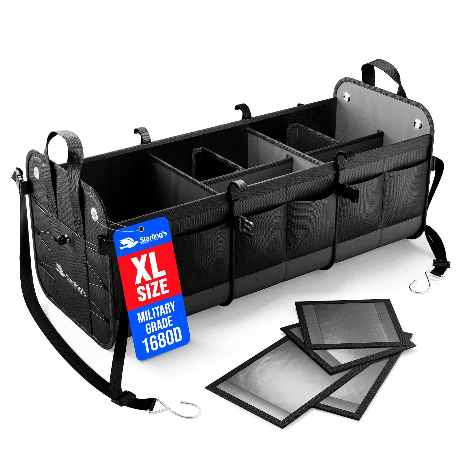 Car Trunk Organizer - Large Collapsible Storage Box With Adjustable Compartments - Heavy-Duty Cargo Organizer For Suv, Truck & C