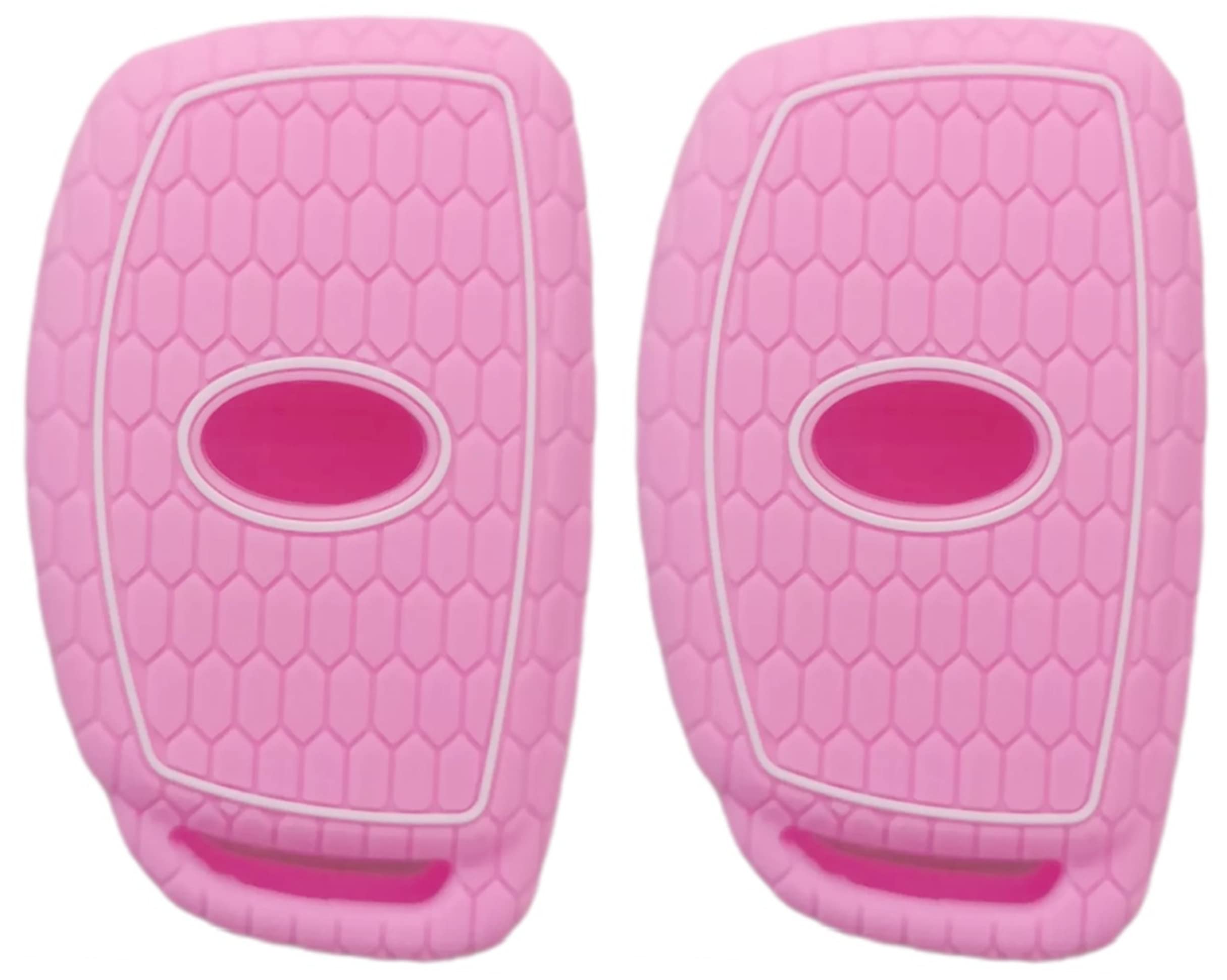 Reprotecting Silicone Rubber Key Fob Cover Compatible With 2016-2021 Hyundai Elantra Elantra Gt Ioniq Sonata Tucson Sy5Mdfna433《Not For Keys With Eject/Fold Buttons》(4 Button Smart Key, Pink Pink)