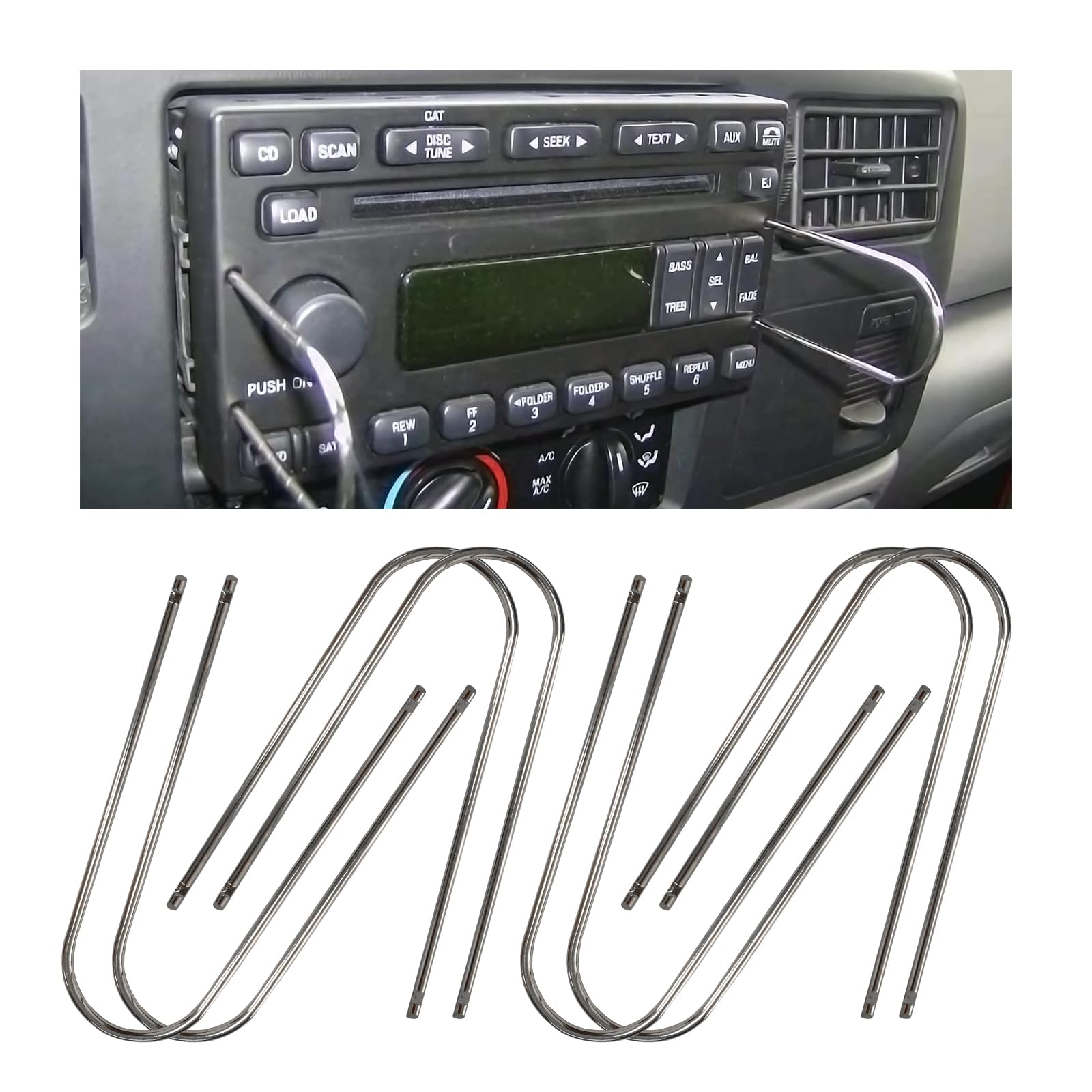Dickno 8 Pcs Car Radio Removal Pry Tool, U-Shaped Stainless Steel Auto Stereo Release Tool Kit, Universal Radio Remover For Disa