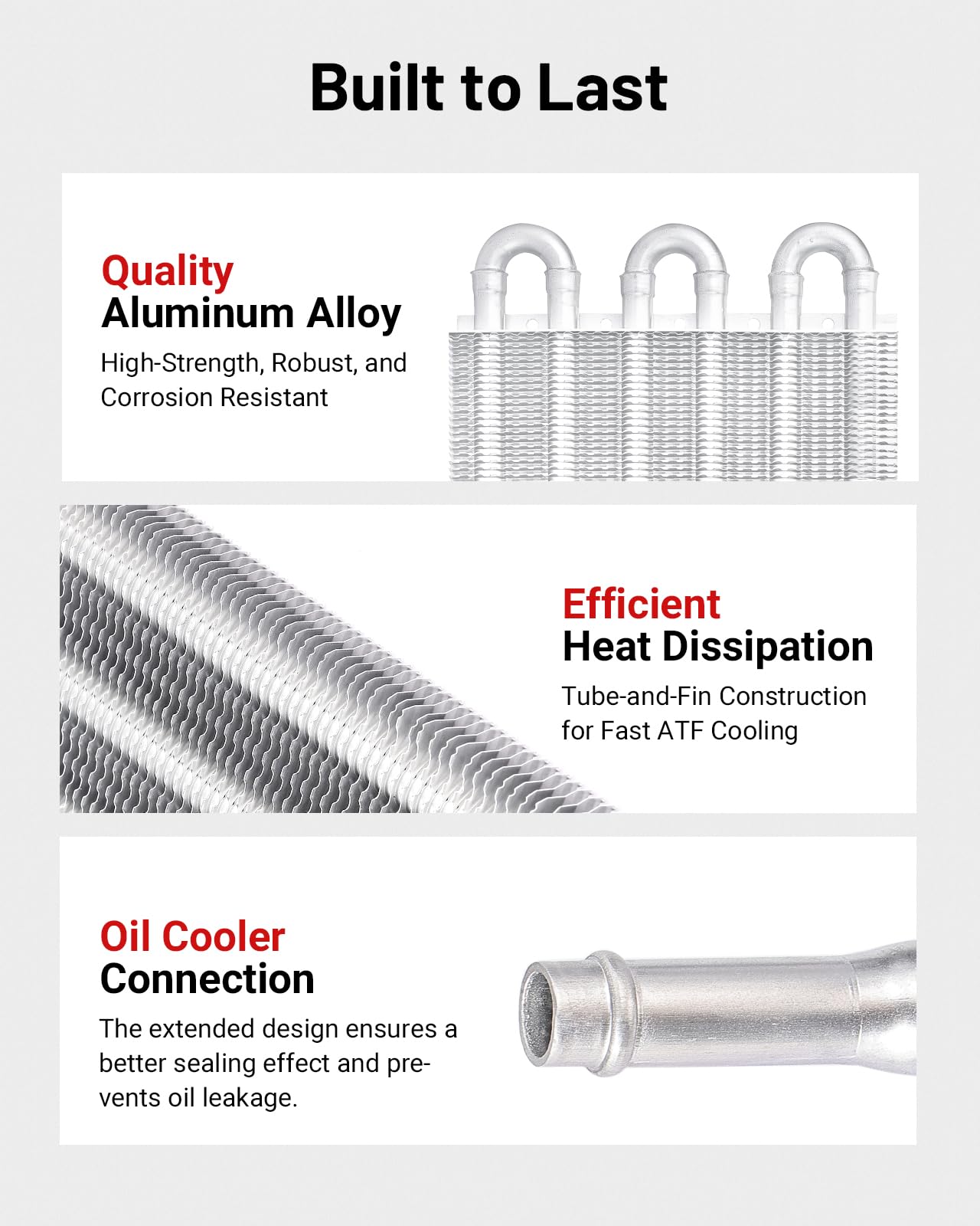 Evil Energy 5/16'' Transmission Oil Cooler, 6 Pass Tube And Fin Cooler Kit Universal Aluminium Silver