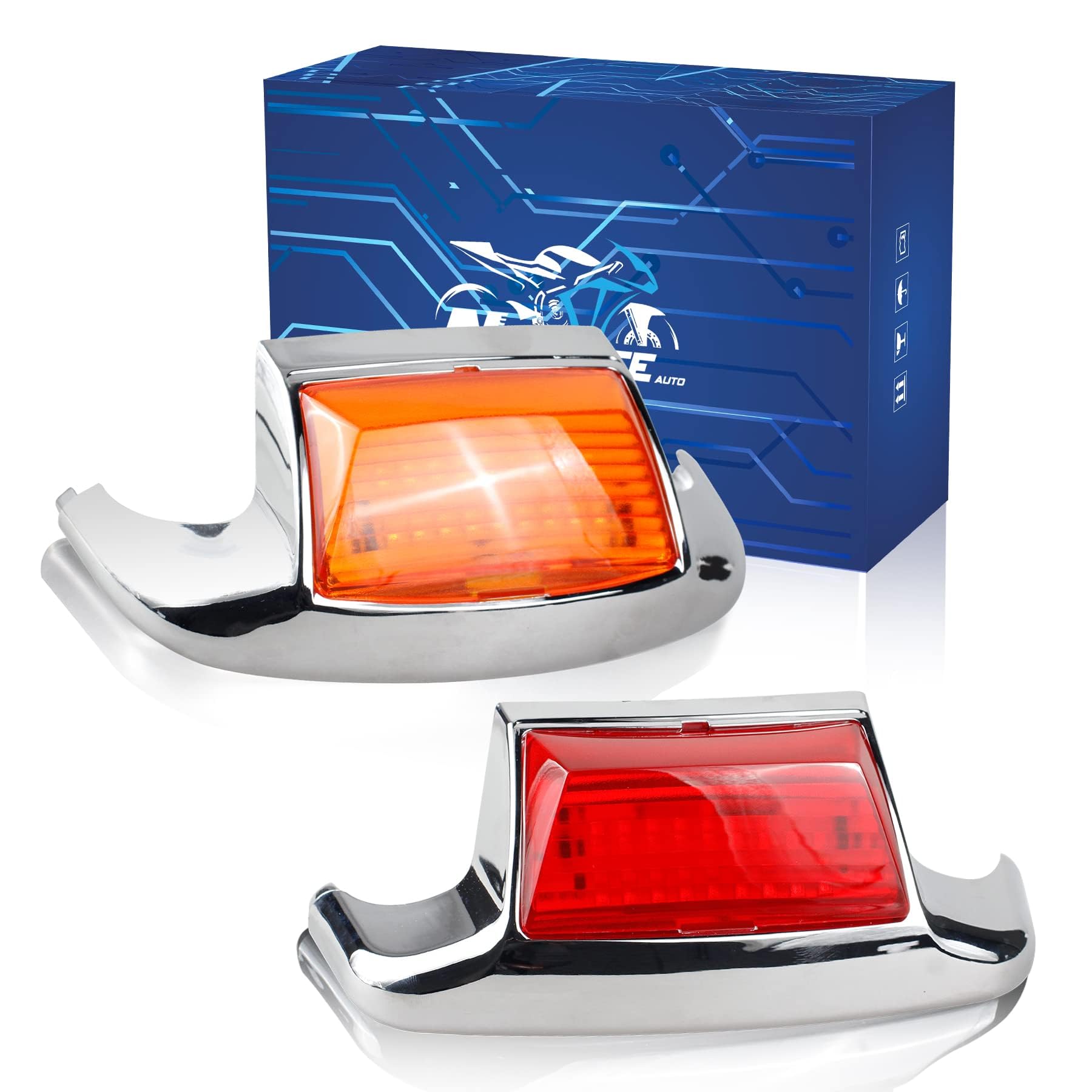 NTHREEAUTO 2PCS Front Rear Fender Light LED Fender Tip Tail Light Compatible with Harley Road King Electra Glide Ultra Classic H