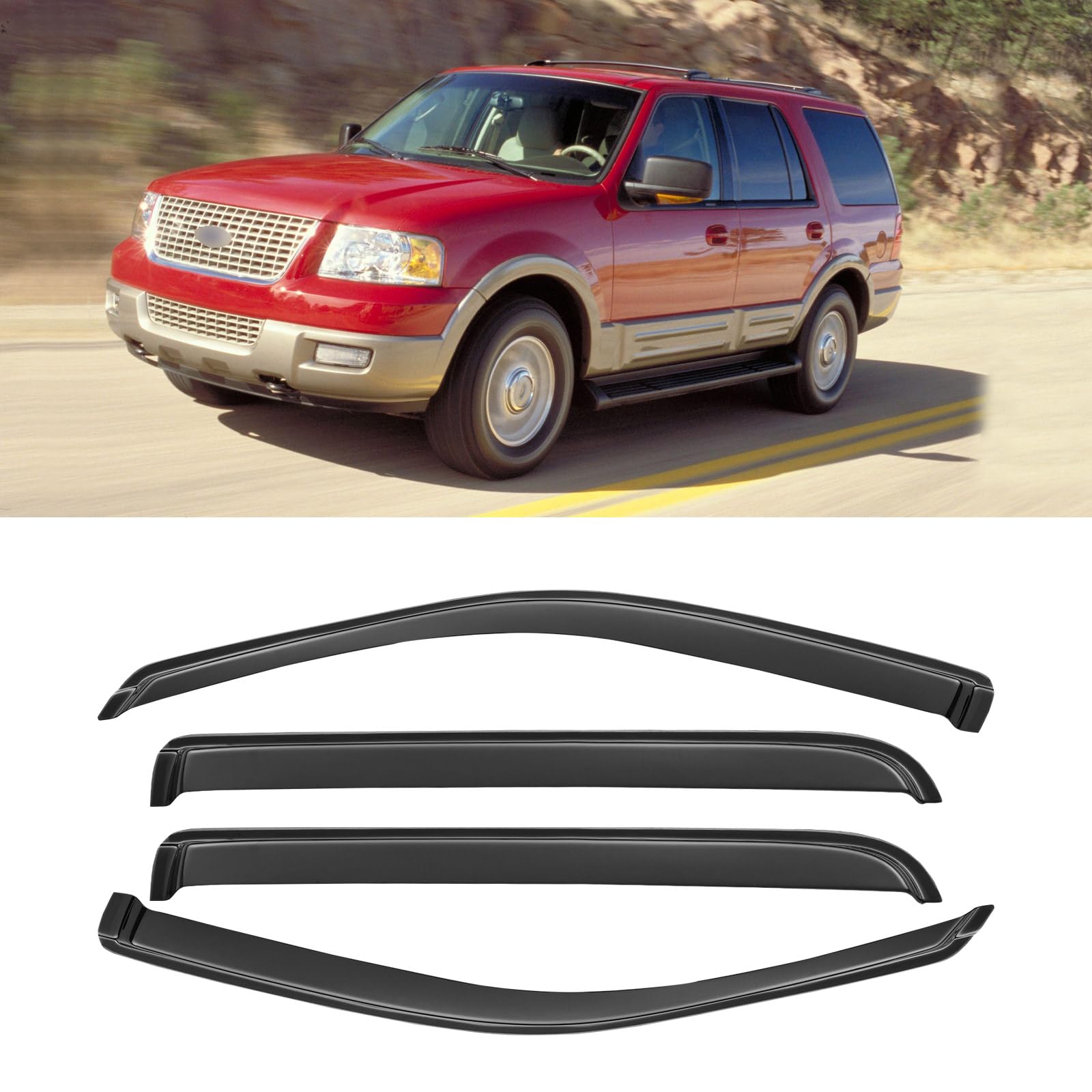 Window Rain Guards for 2002-2010 Ford Explorer/Mercury Mountaineer, Window Visor Guard Vent Wind Shade Deflector Rain Shield Pro