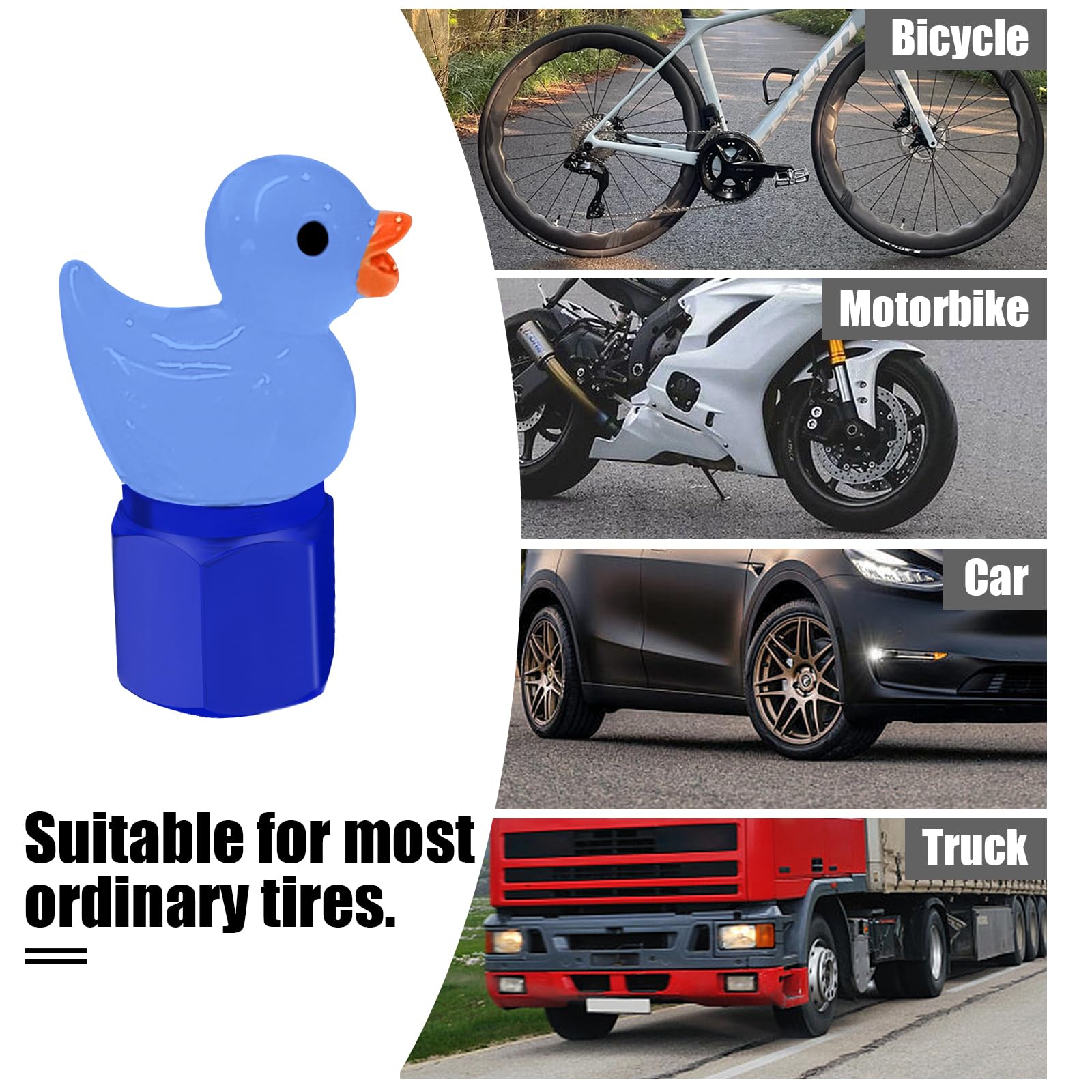Goothx Tire Valve Stem Cap, 4 Pcs Glow-In-The-Dark Cute Duckling Tire Valve Cap, Universal For Cars, Motorcycles, Trucks, And Bi