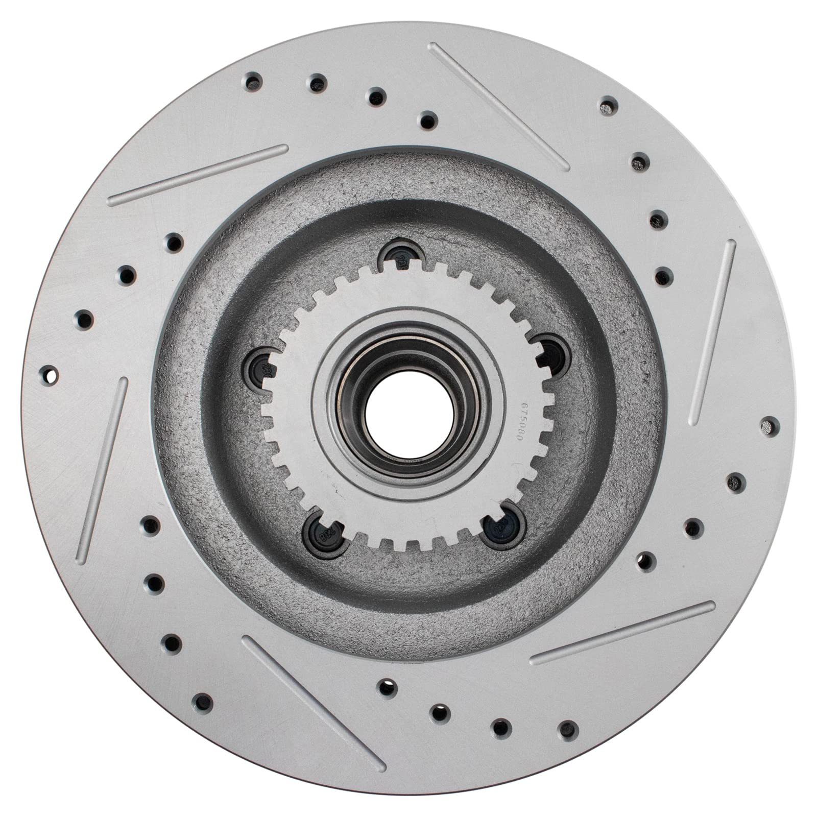 Trq Front Performance Drilled Slotted & Coated Disc Brake Rotor Pair Compatible With Gm