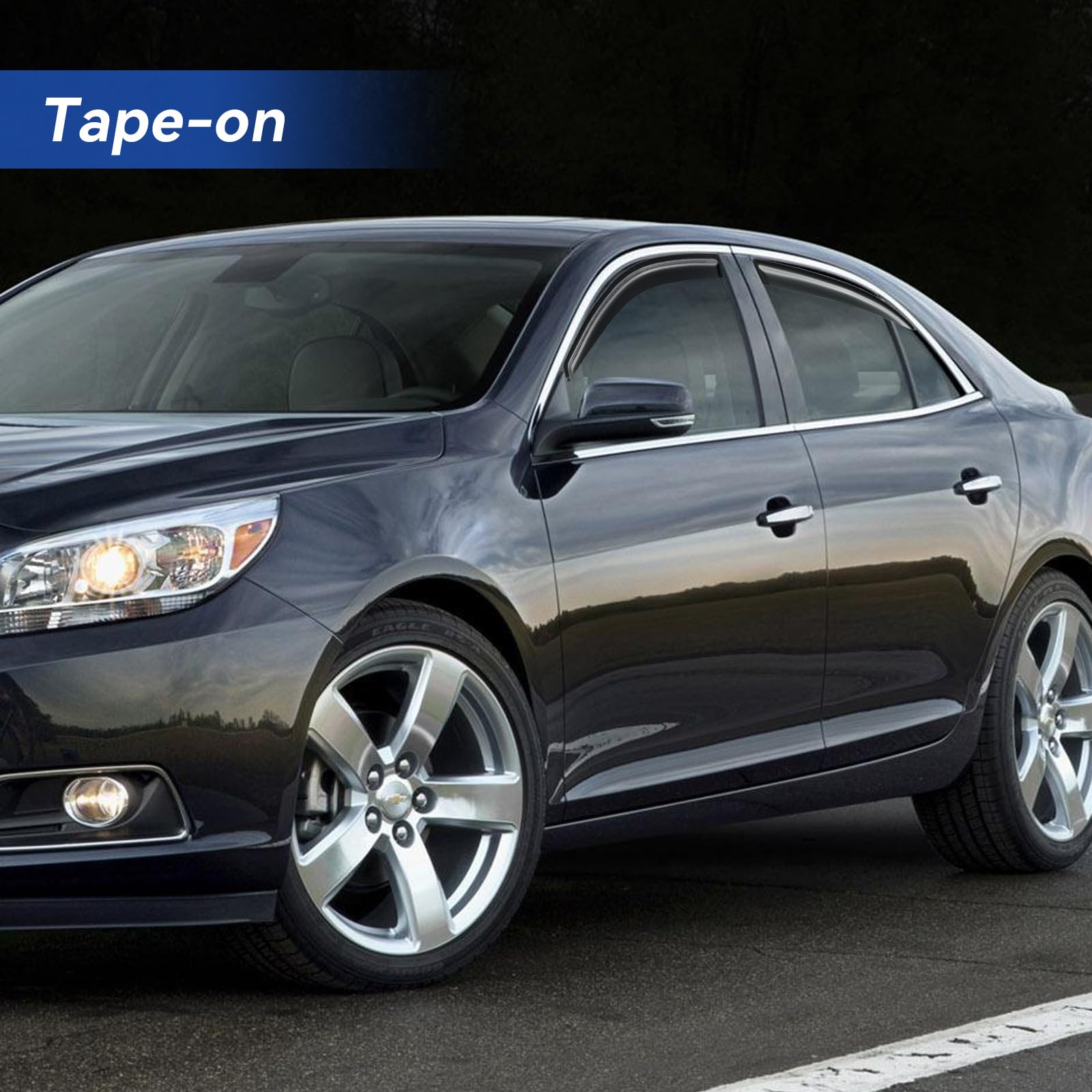 Window Visors Rain Guards for 2013 2014 2015 13 14 15 Chevy Malibu, Out-Channel Window Vent Wind Deflectors Visors Shades for 20