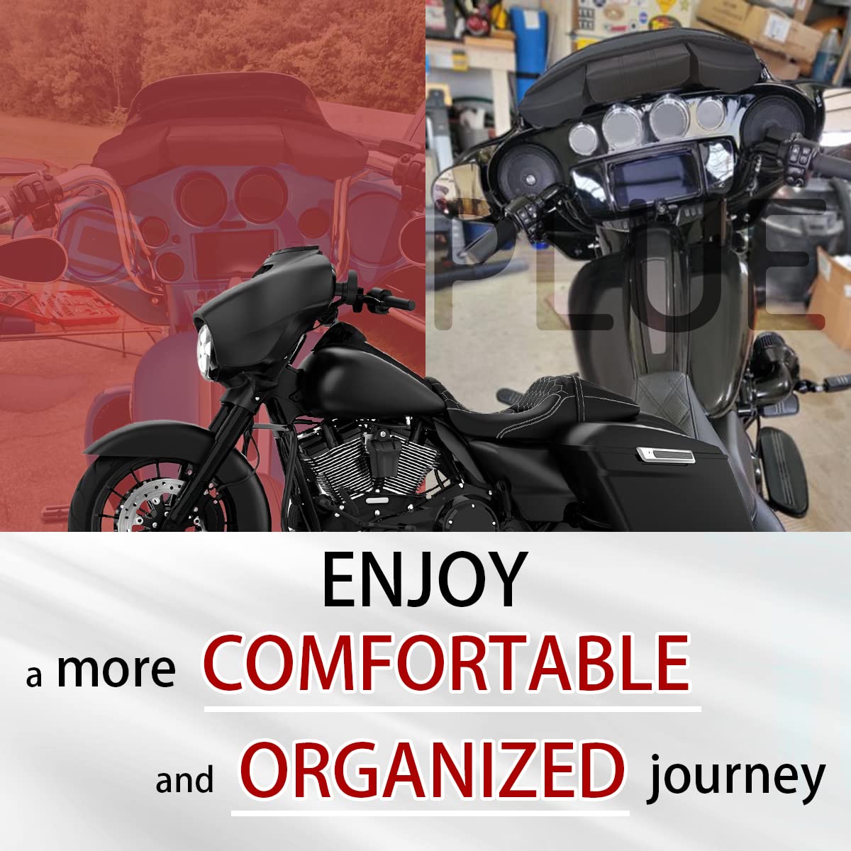 FOVPLUE Windshield Bag, Three-Pocket Batwing Fairing Pouch for Harley Street Glide Electra Glide Ultra Limited Tri Glide FLHT/CU