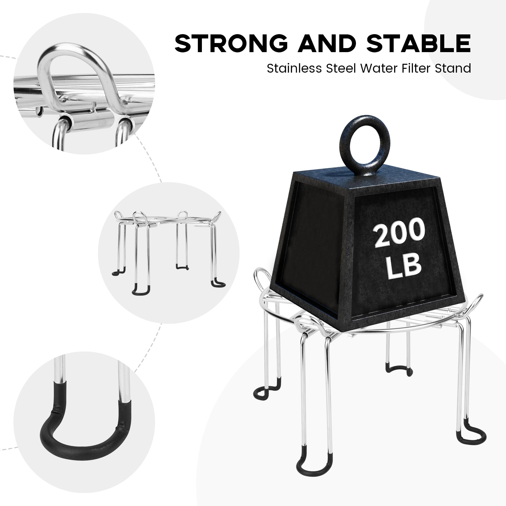 Omoojee Water Filter Stand 6'' Tall by 9'' Wide Compatible with Berkey Big, Royal and Travel System, Countertop Stainless Steel